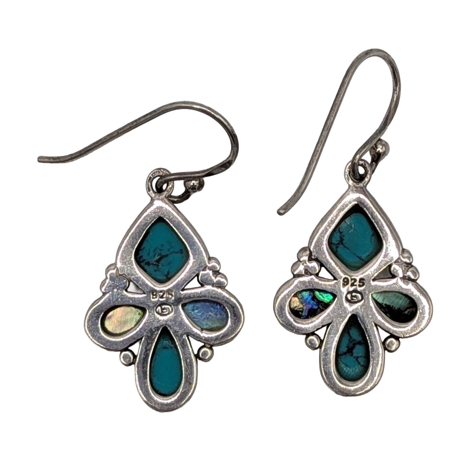 Barse Sterling Silver Turquoise Abalone Dangle Earrings
