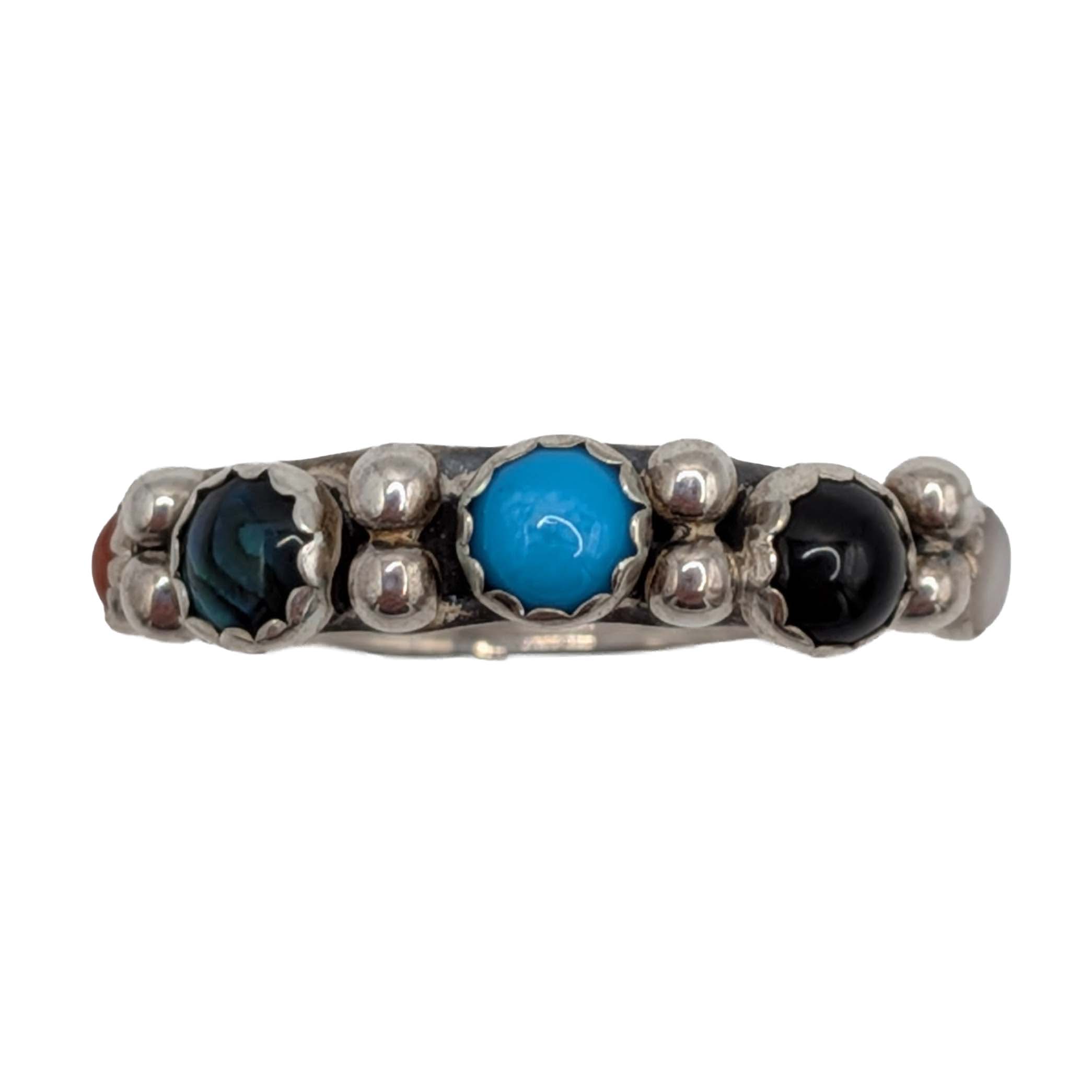 Southwest Sterling Silver Multi-Stone Band Ring Size 6
