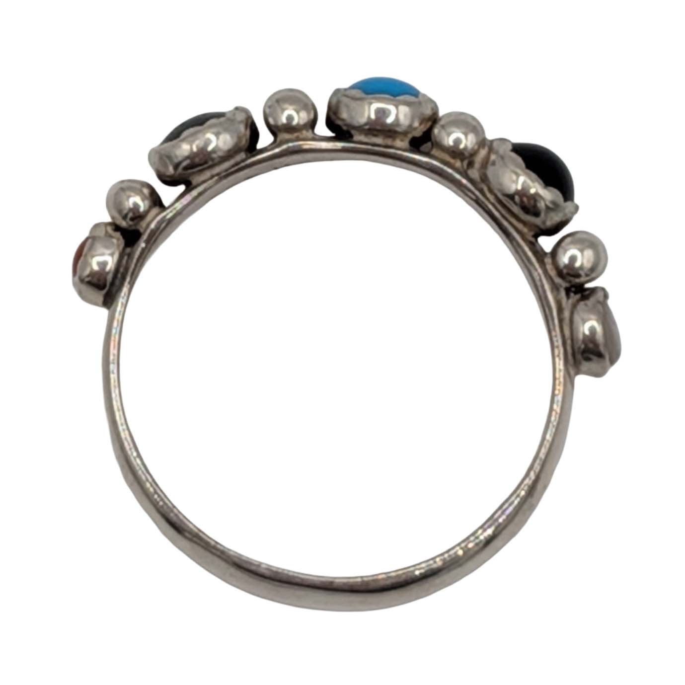 Southwest Sterling Silver Multi-Stone Band Ring Size 6