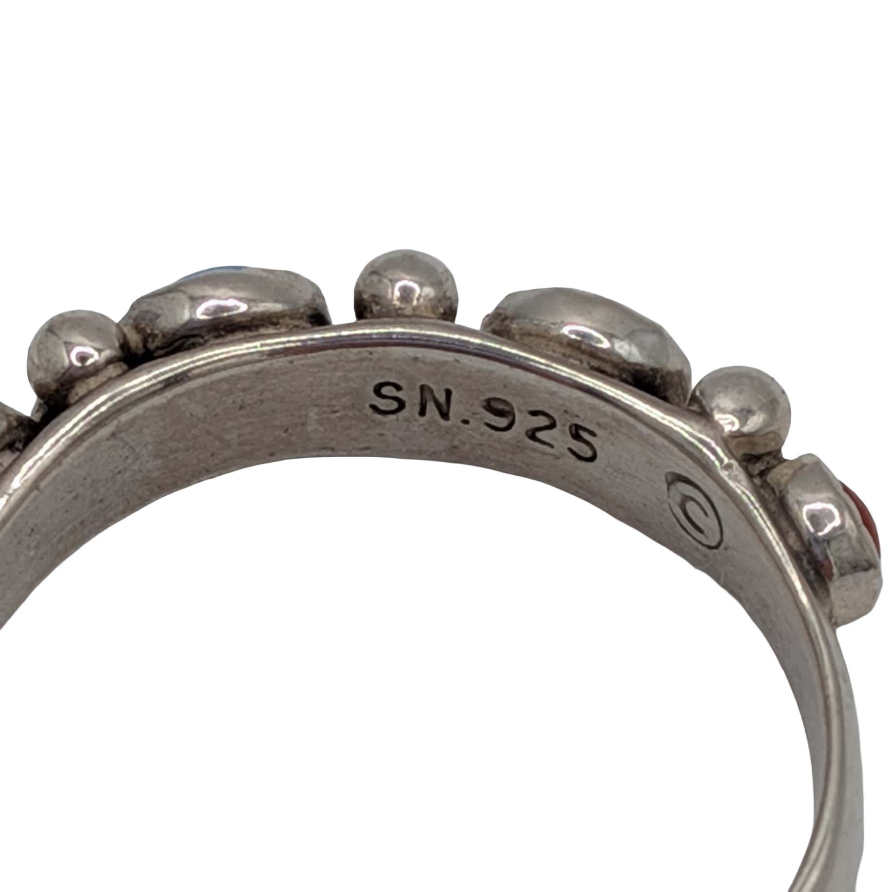 Southwest Sterling Silver Multi-Stone Band Ring Size 6