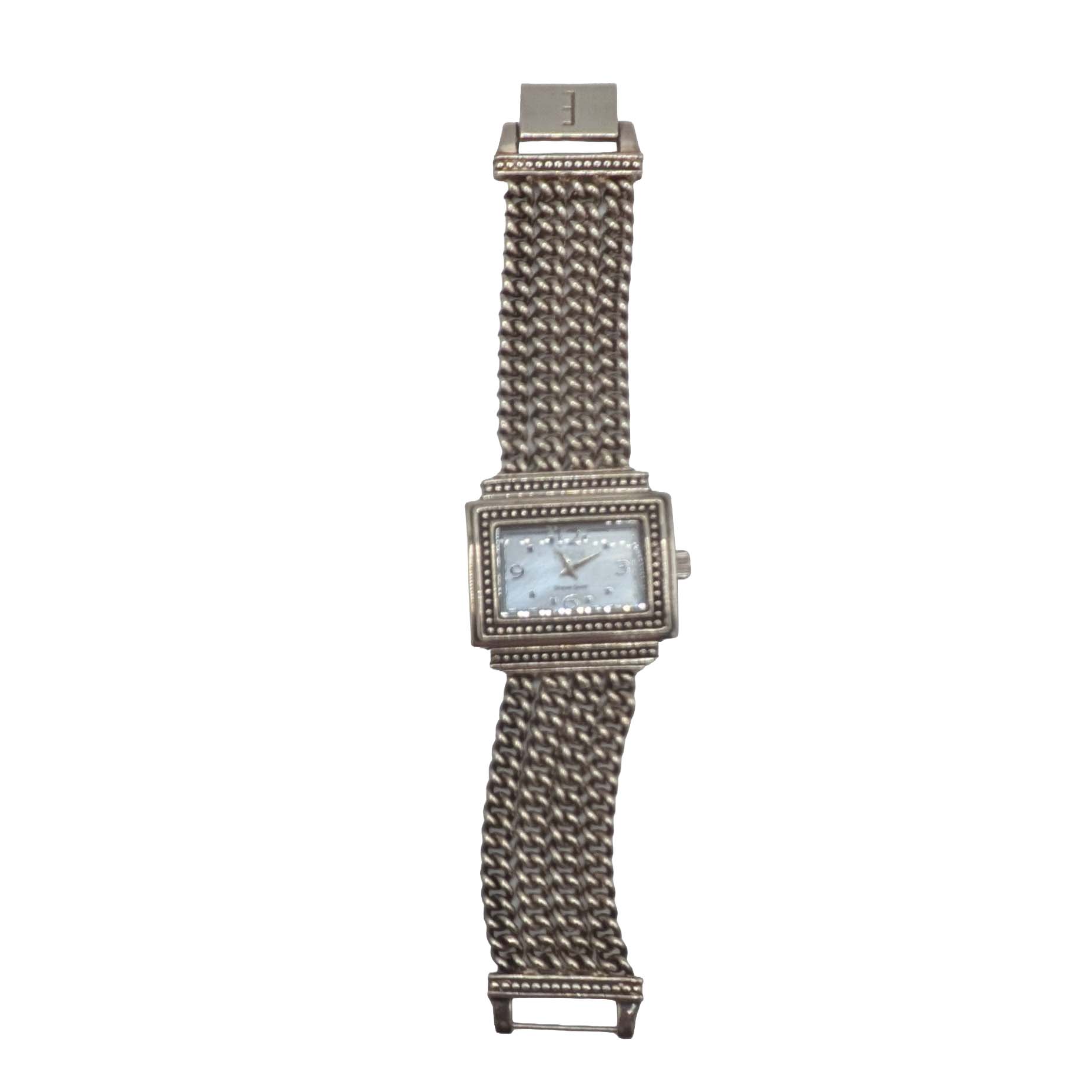 Ecclissi Sterling Silver Four Strand Curb Chain Watch Bracelet