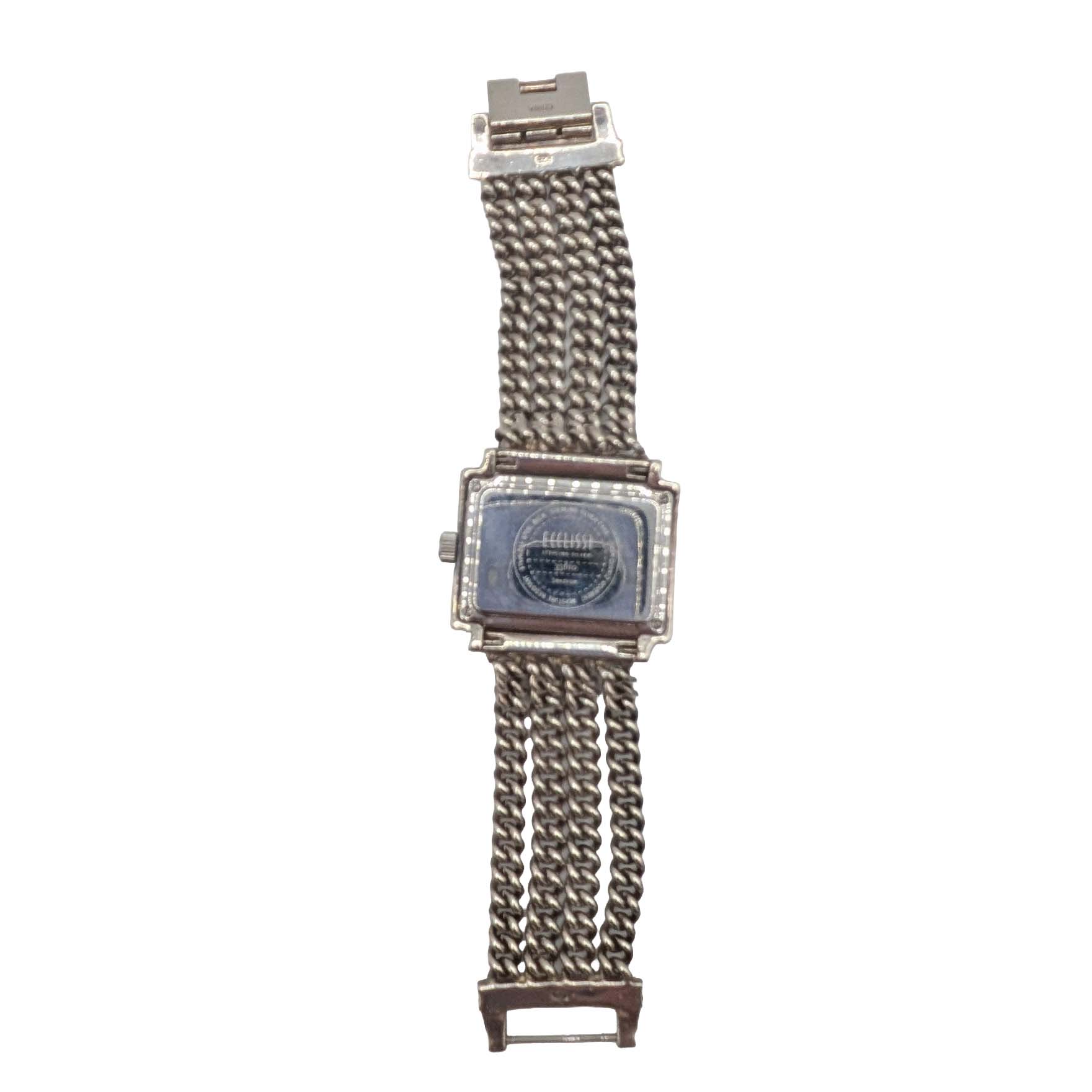 Ecclissi Sterling Silver Four Strand Curb Chain Watch Bracelet