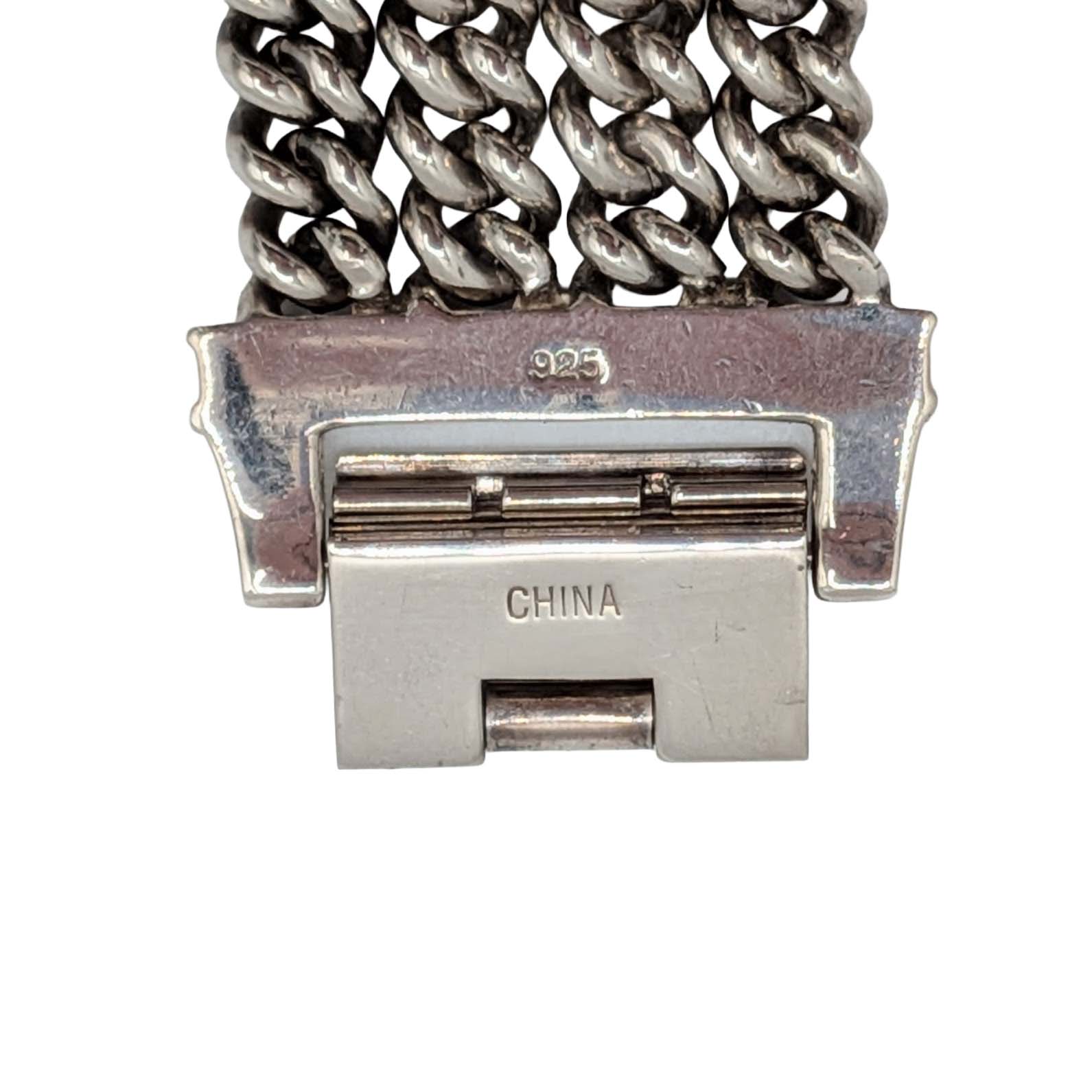 Ecclissi Sterling Silver Four Strand Curb Chain Watch Bracelet