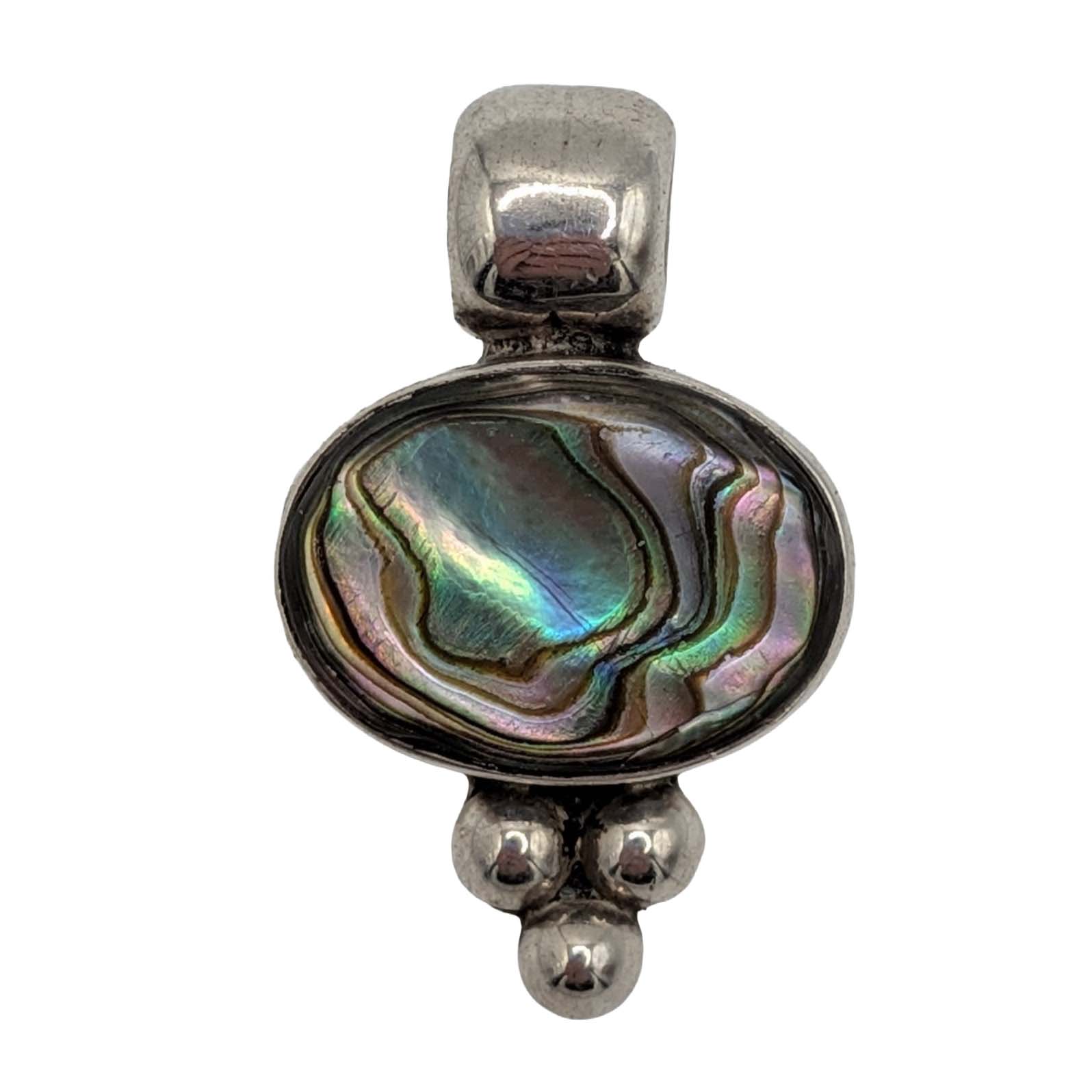 Athra Trading Mexico Sterling Silver Abalone Oval Slide Pendant
