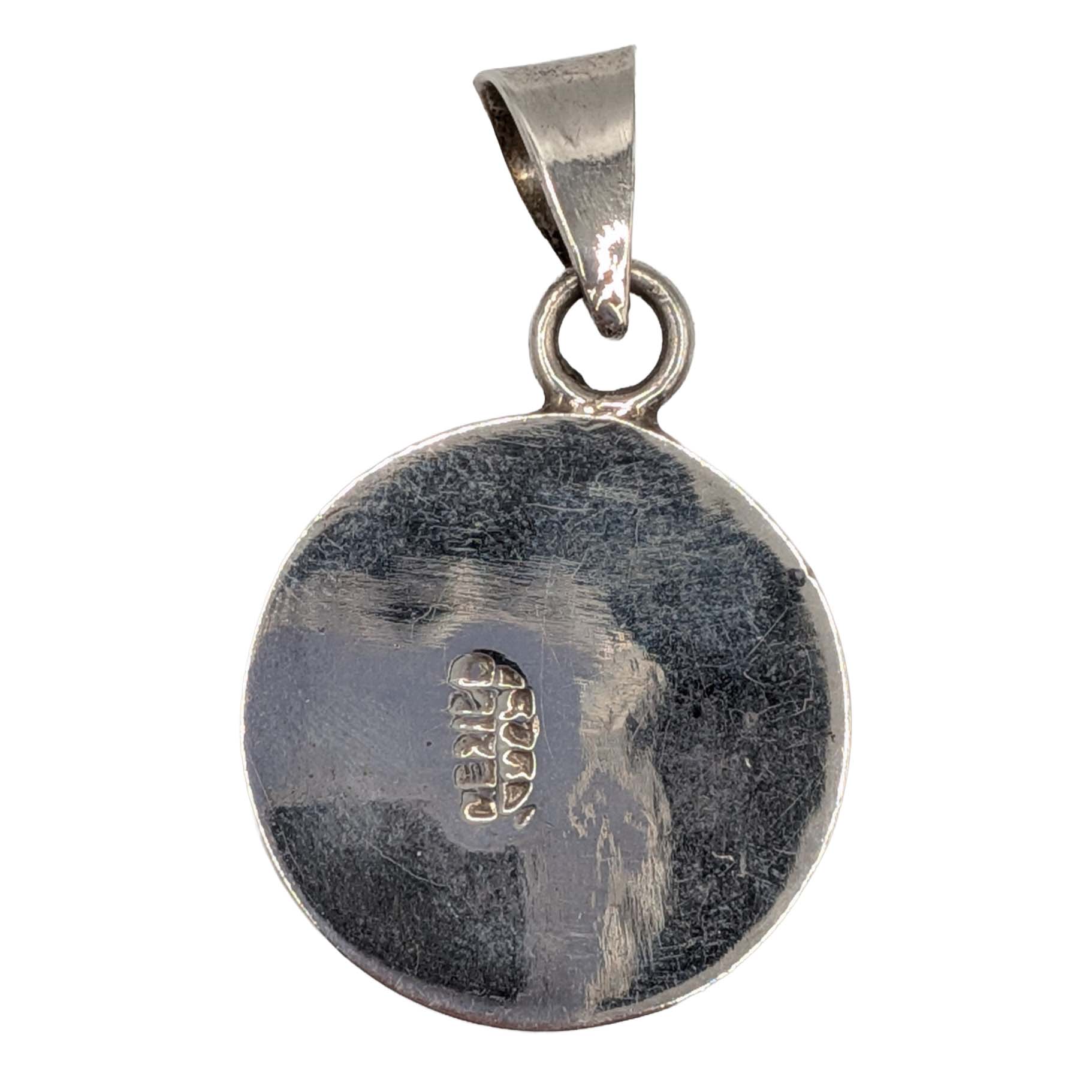 Mexico Sterling Silver Multi-Stone Mosaic Inlay Pendant