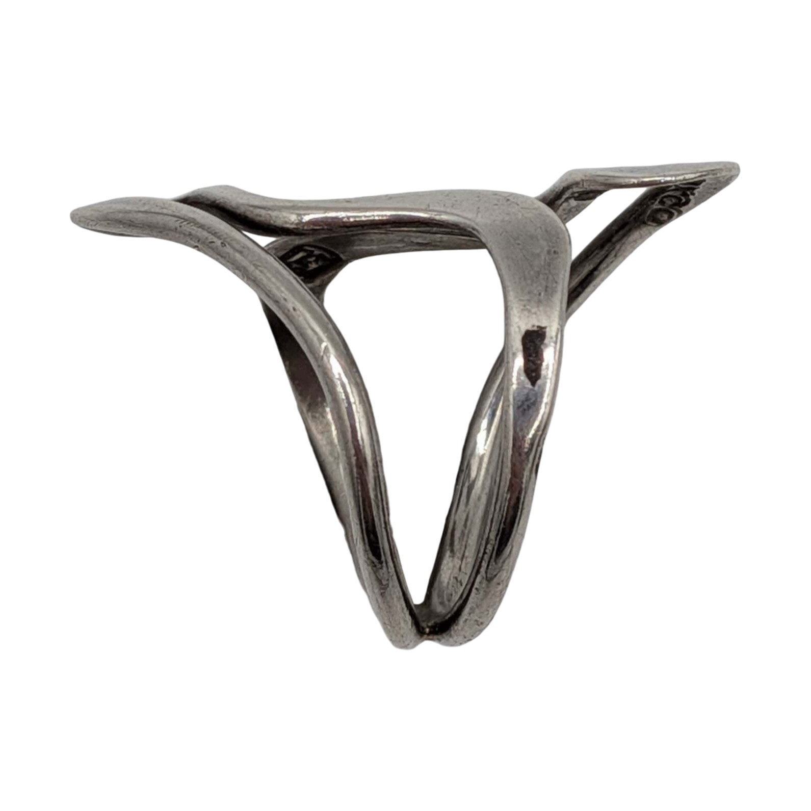 Mexico Sterling Silver Mid-Century Modern Bypass Ring Size 7