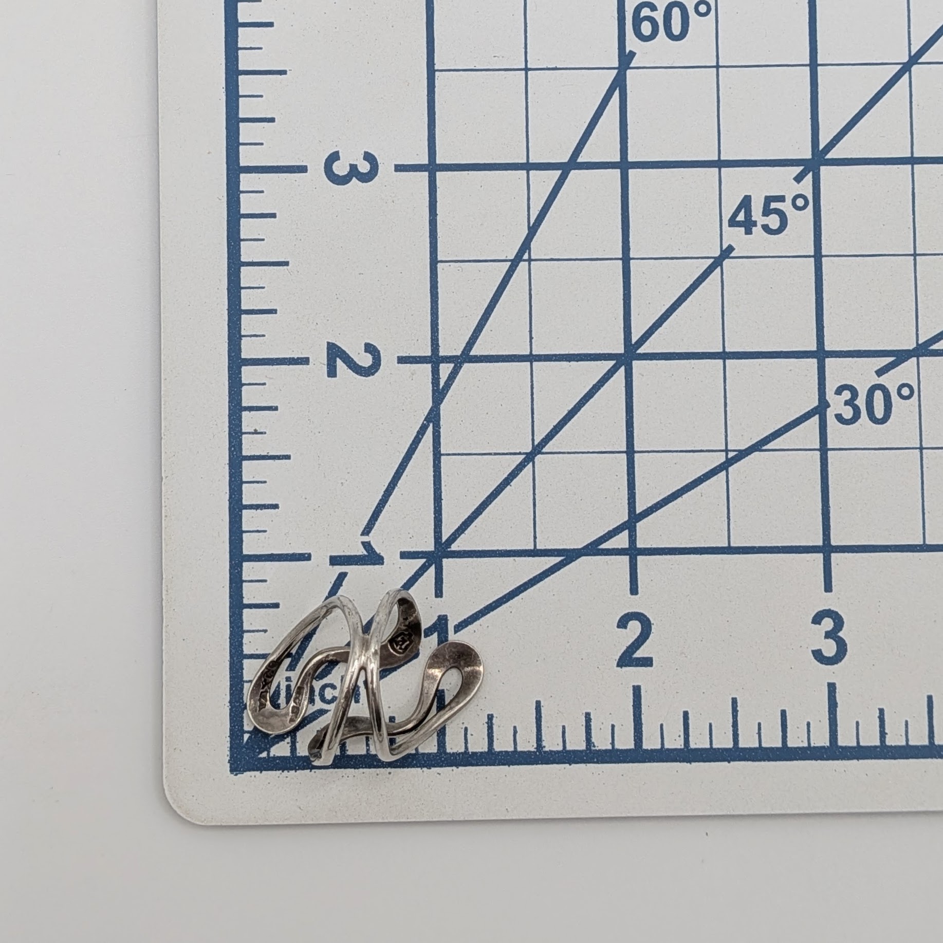 Mexico Sterling Silver Mid-Century Modern Bypass Ring Size 7
