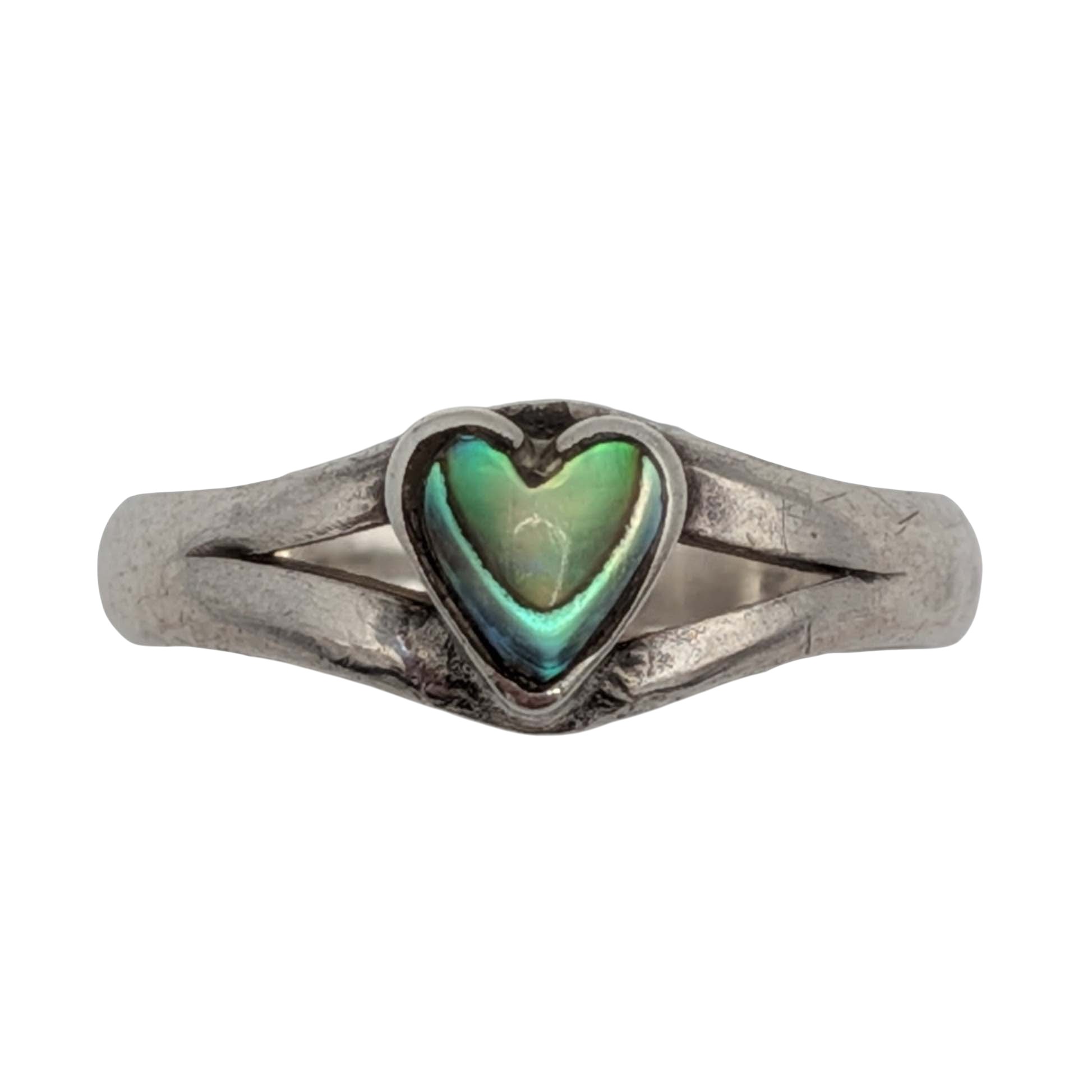 Sterling Silver Abalone Heart Ring Size 4