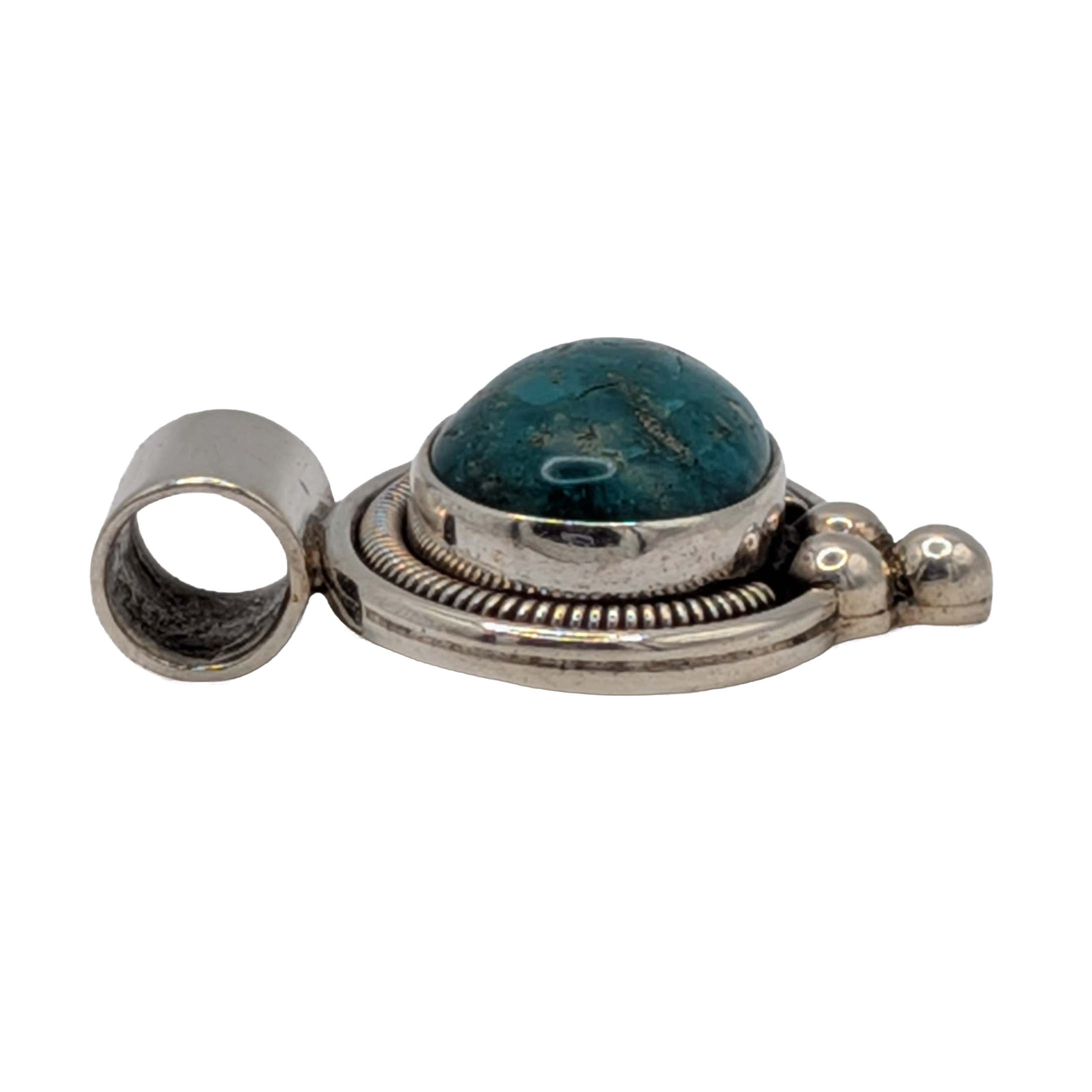 Silverworld Mexico Sterling Silver Green Onyx Oval Slide Pendant