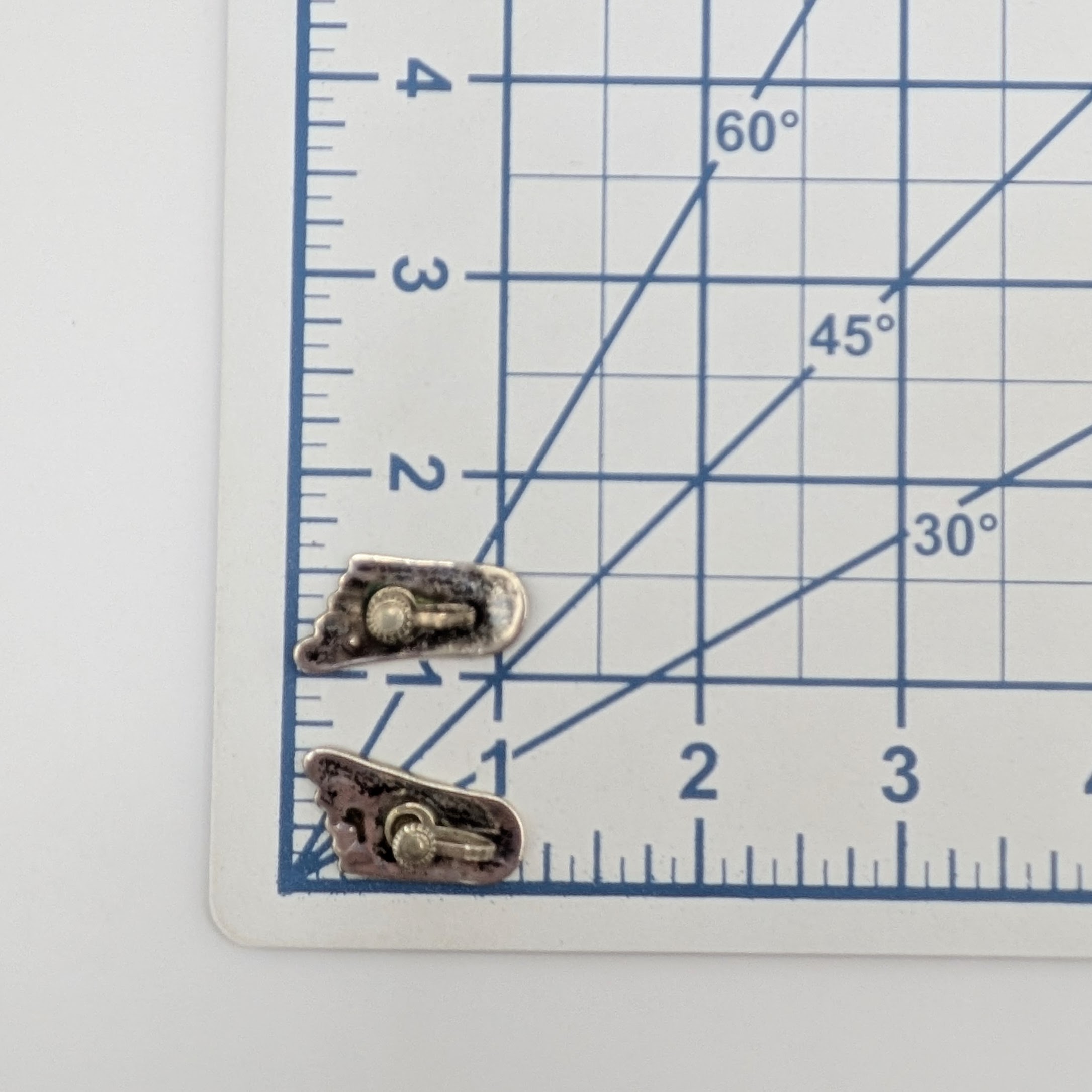 Signed Mexico Sterling Silver Abalone Inlay Foot Screw Back Earrings