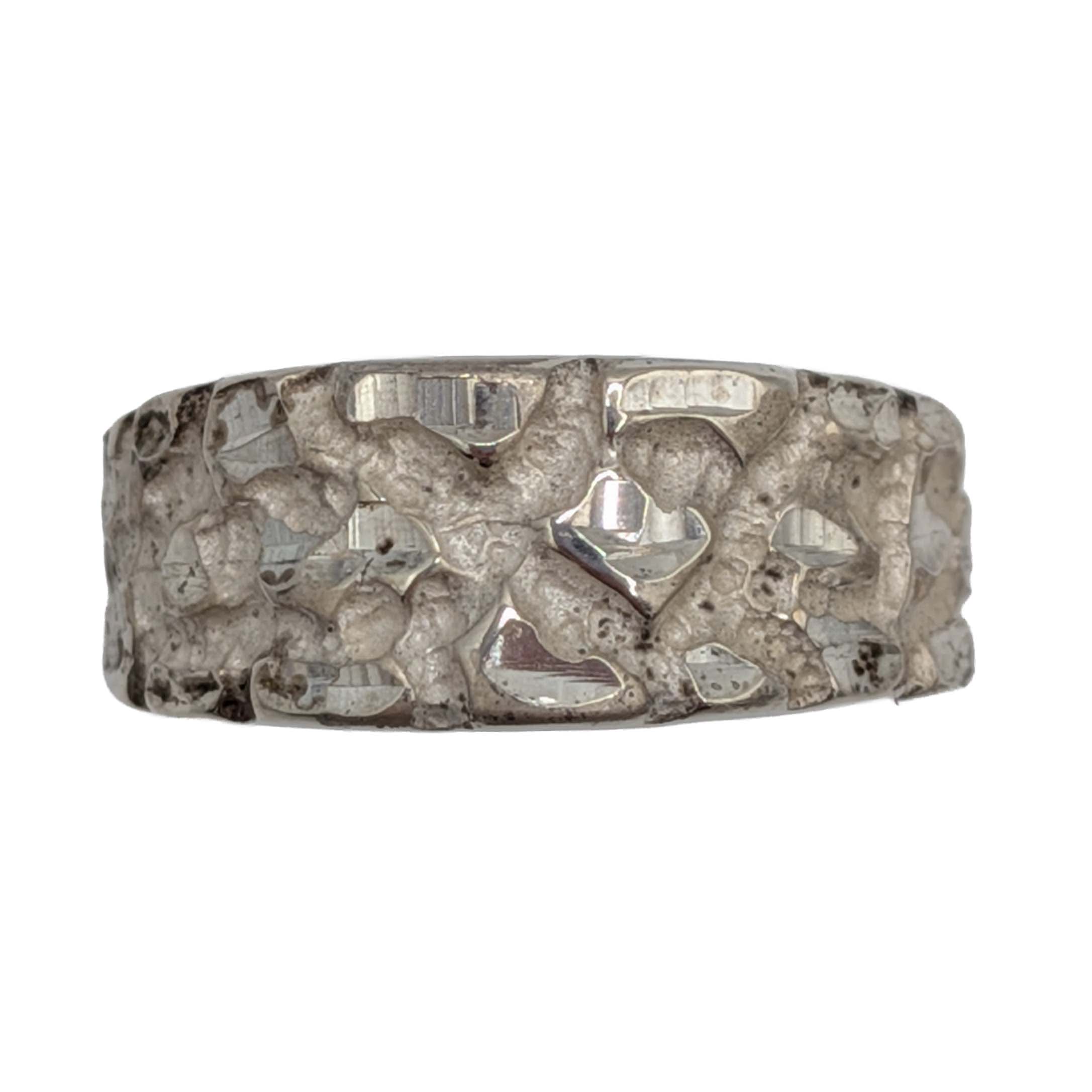 Signed Sterling Silver Textured Band Ring Size 7.5