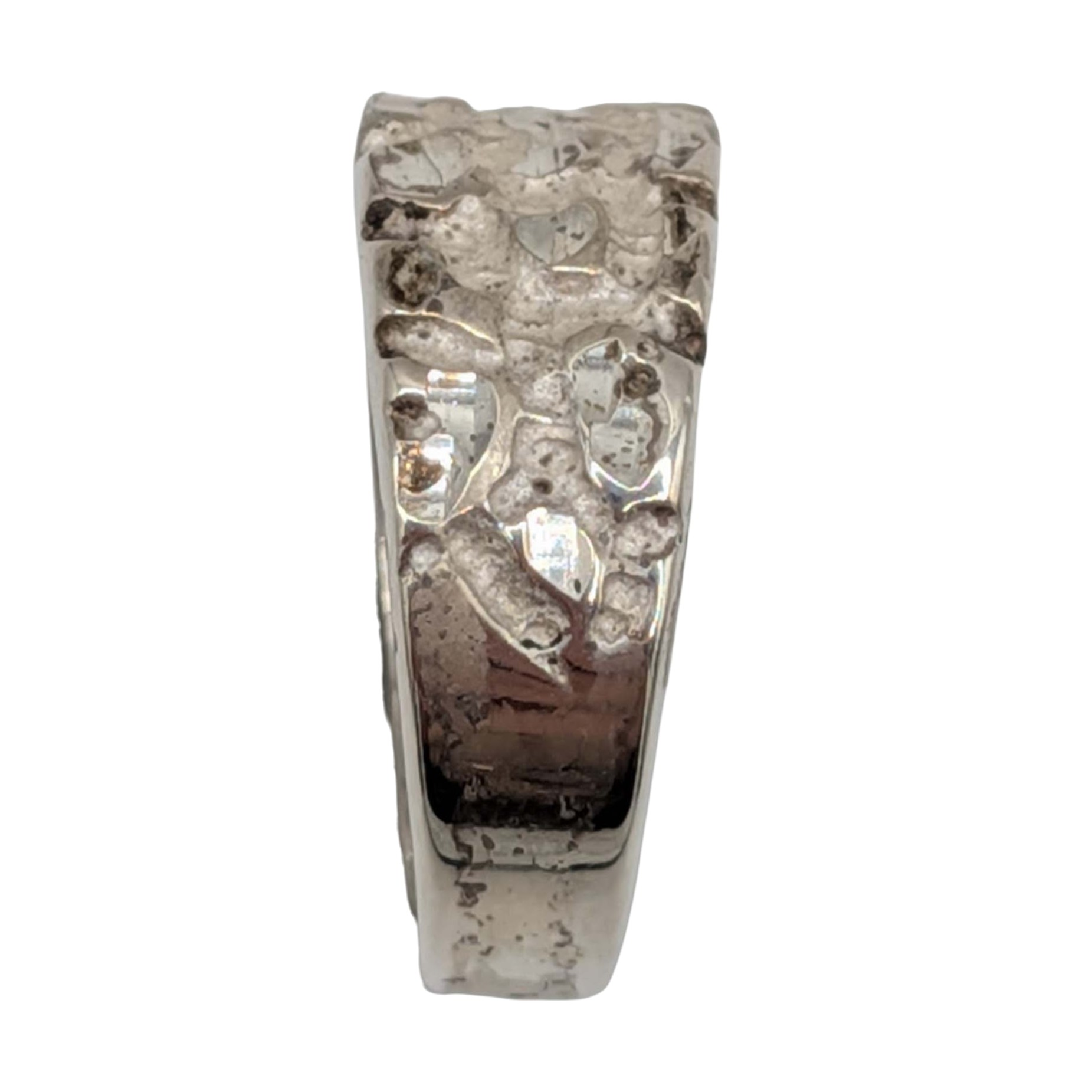 Signed Sterling Silver Textured Band Ring Size 7.5
