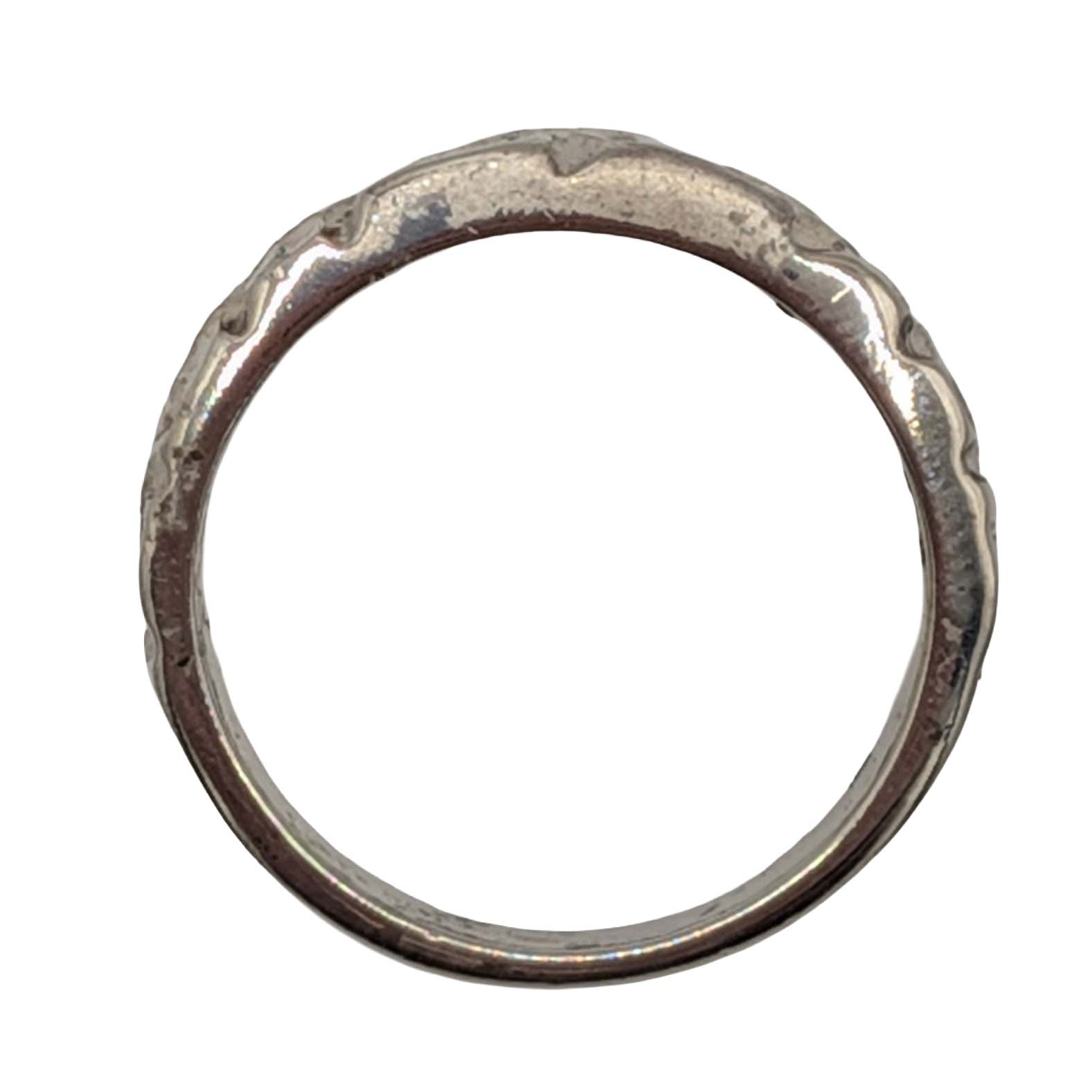 Signed Sterling Silver Textured Band Ring Size 7.5