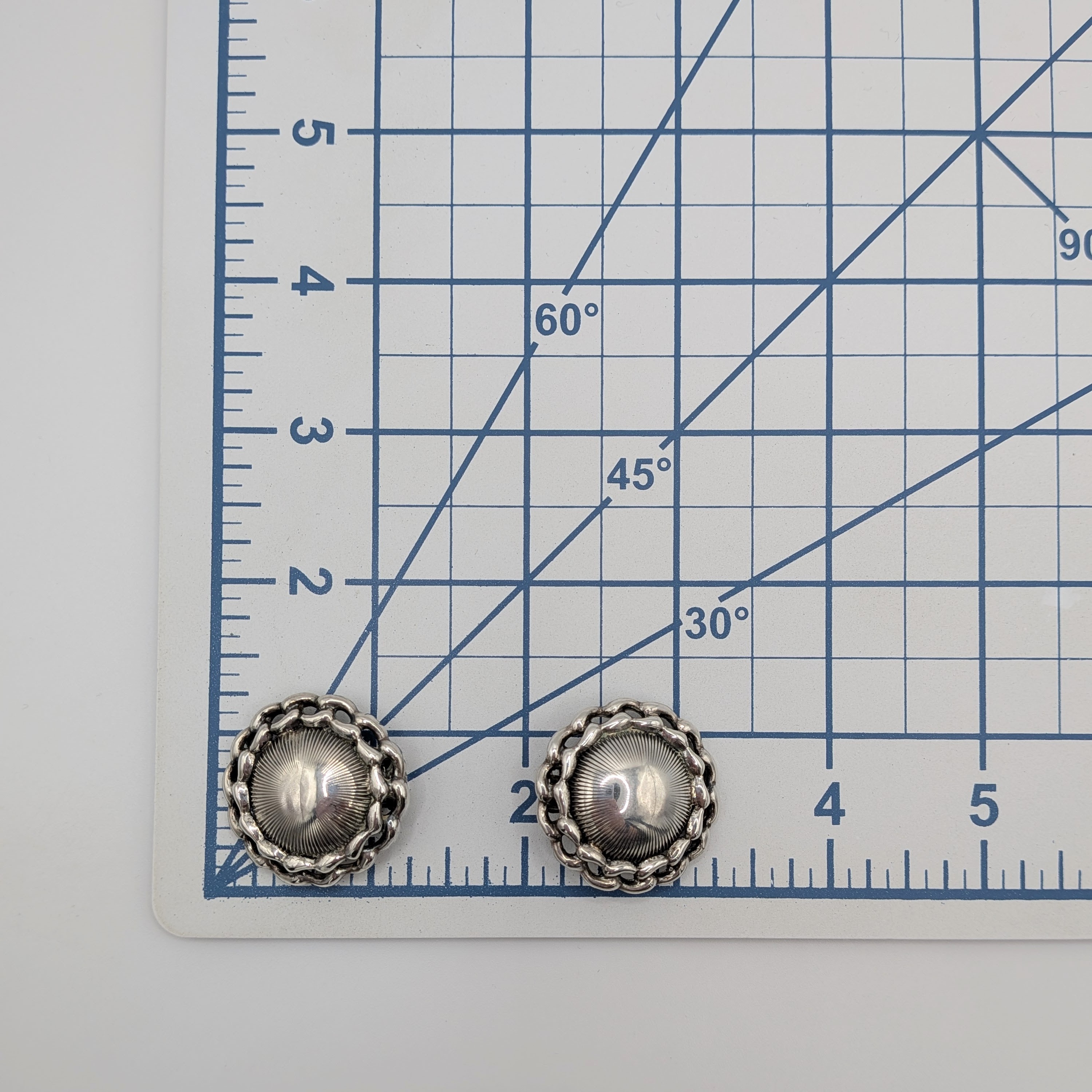 Danecraft Sterling Silver Chain Halo Dome Earrings
