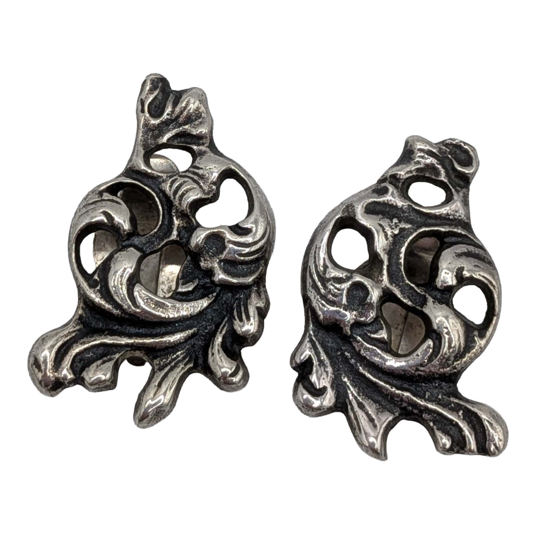 Signed European 830 Silver Open Scrollwork Earrings