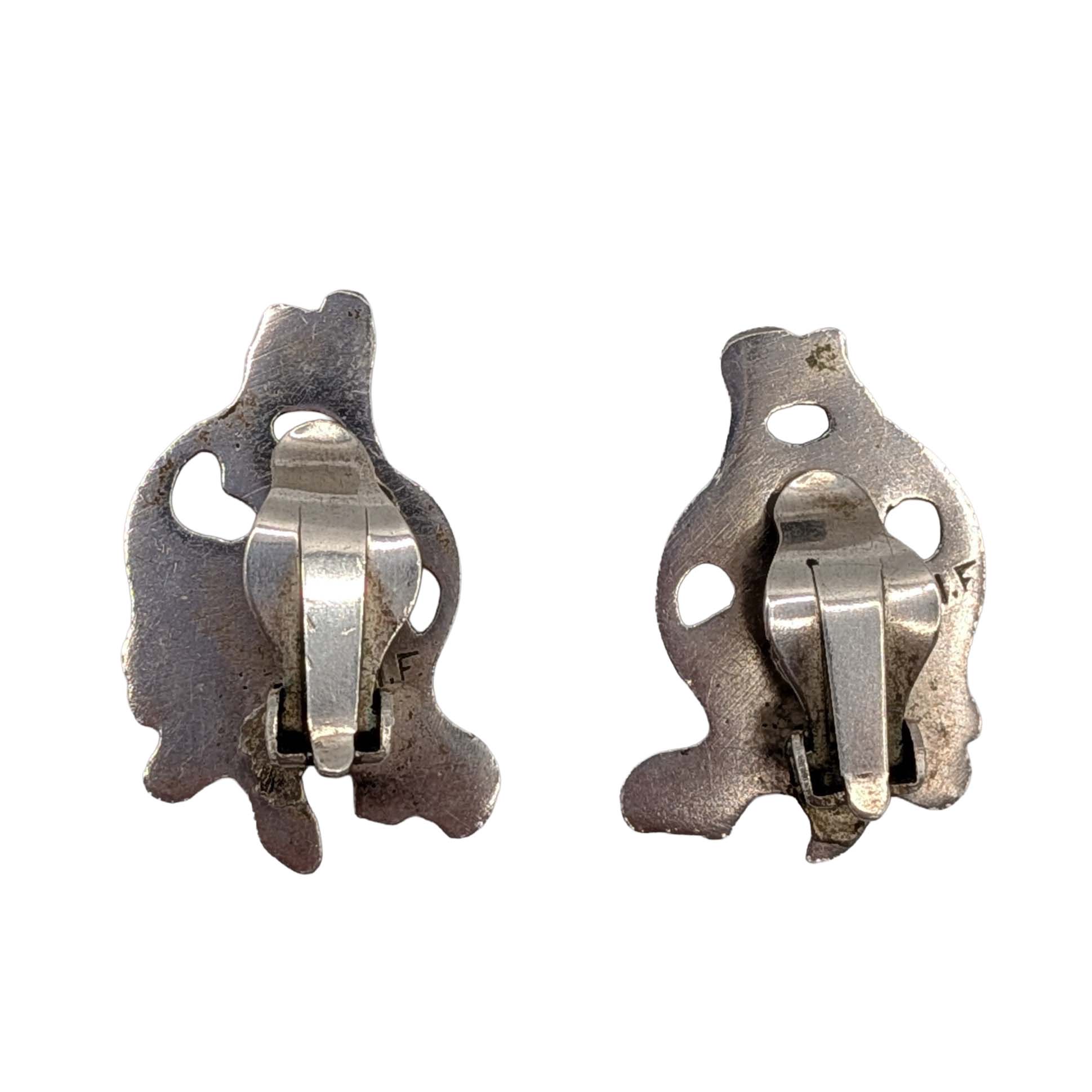 Signed European 830 Silver Open Scrollwork Earrings