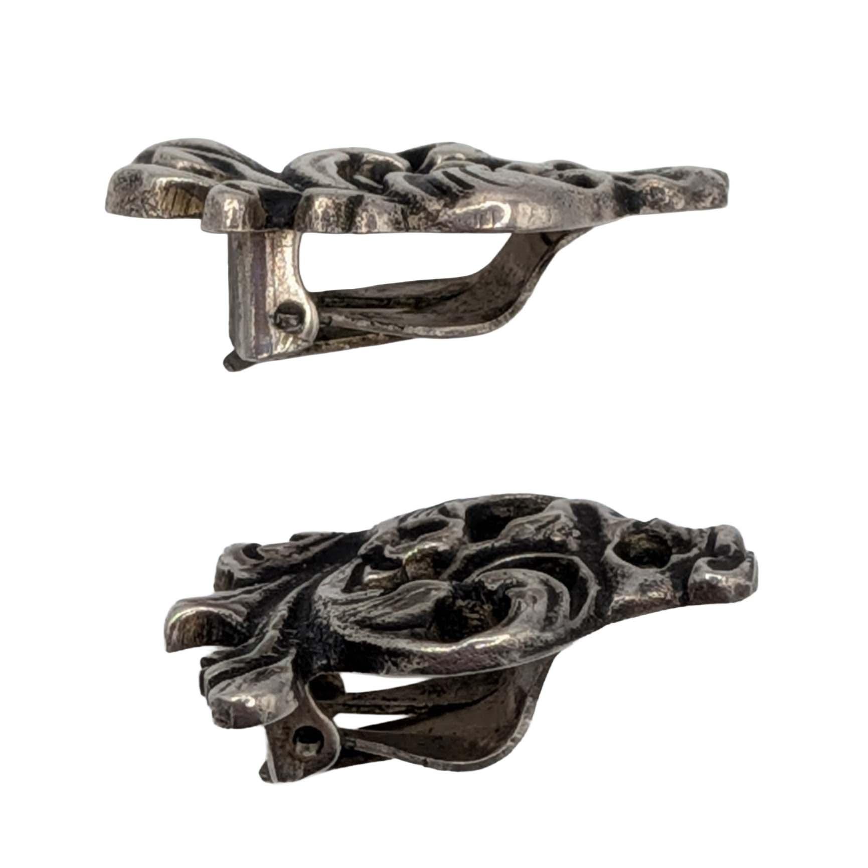 Signed European 830 Silver Open Scrollwork Earrings