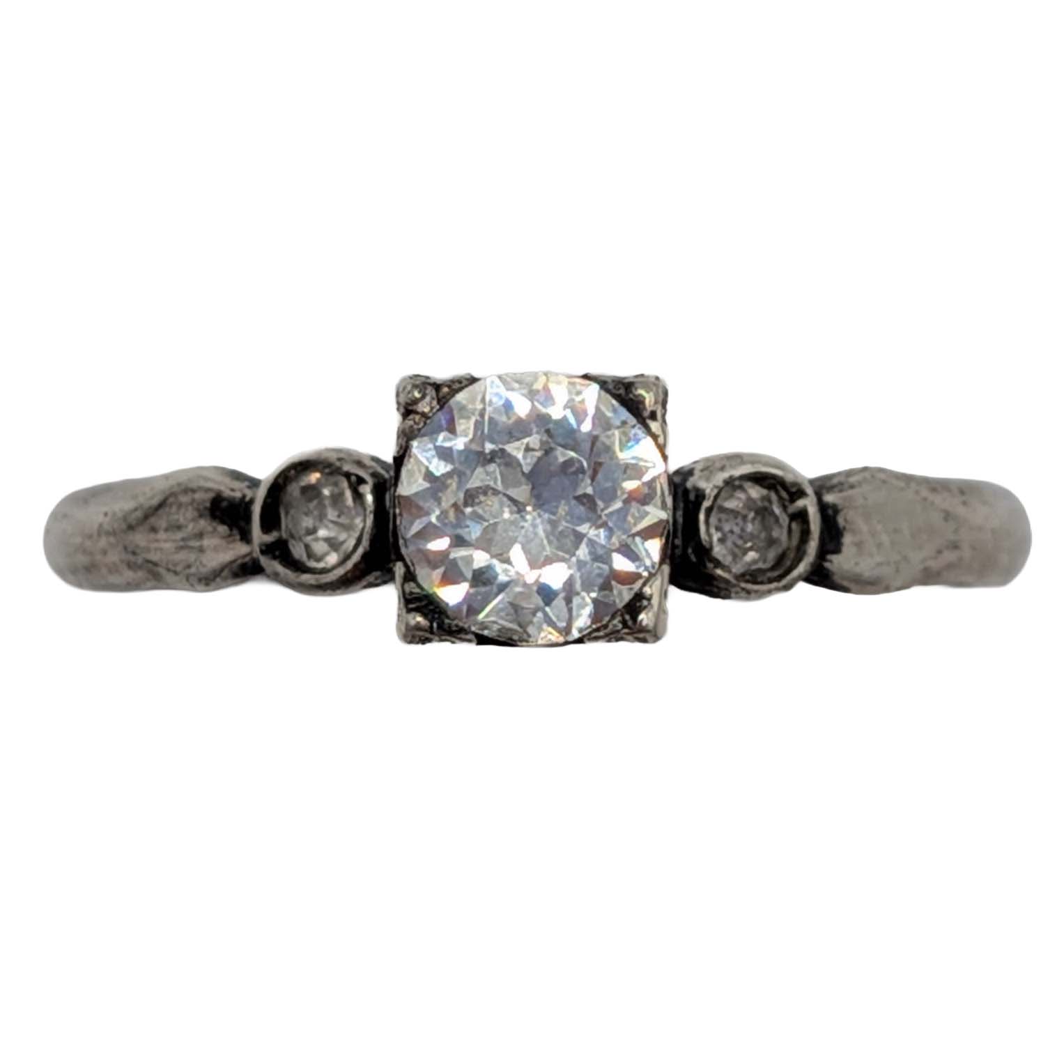 Clark & Coombs Vintage Sterling Silver Rhinestone Solitaire Ring Size 9