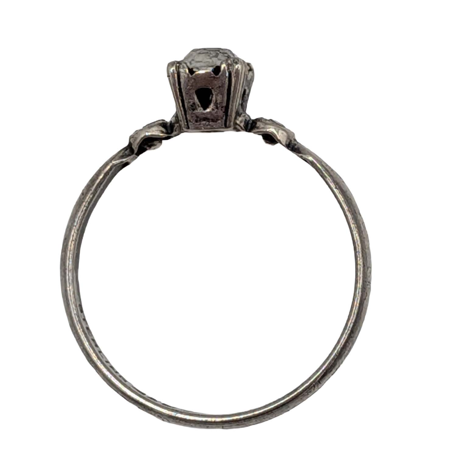 Clark & Coombs Vintage Sterling Silver Rhinestone Solitaire Ring Size 9