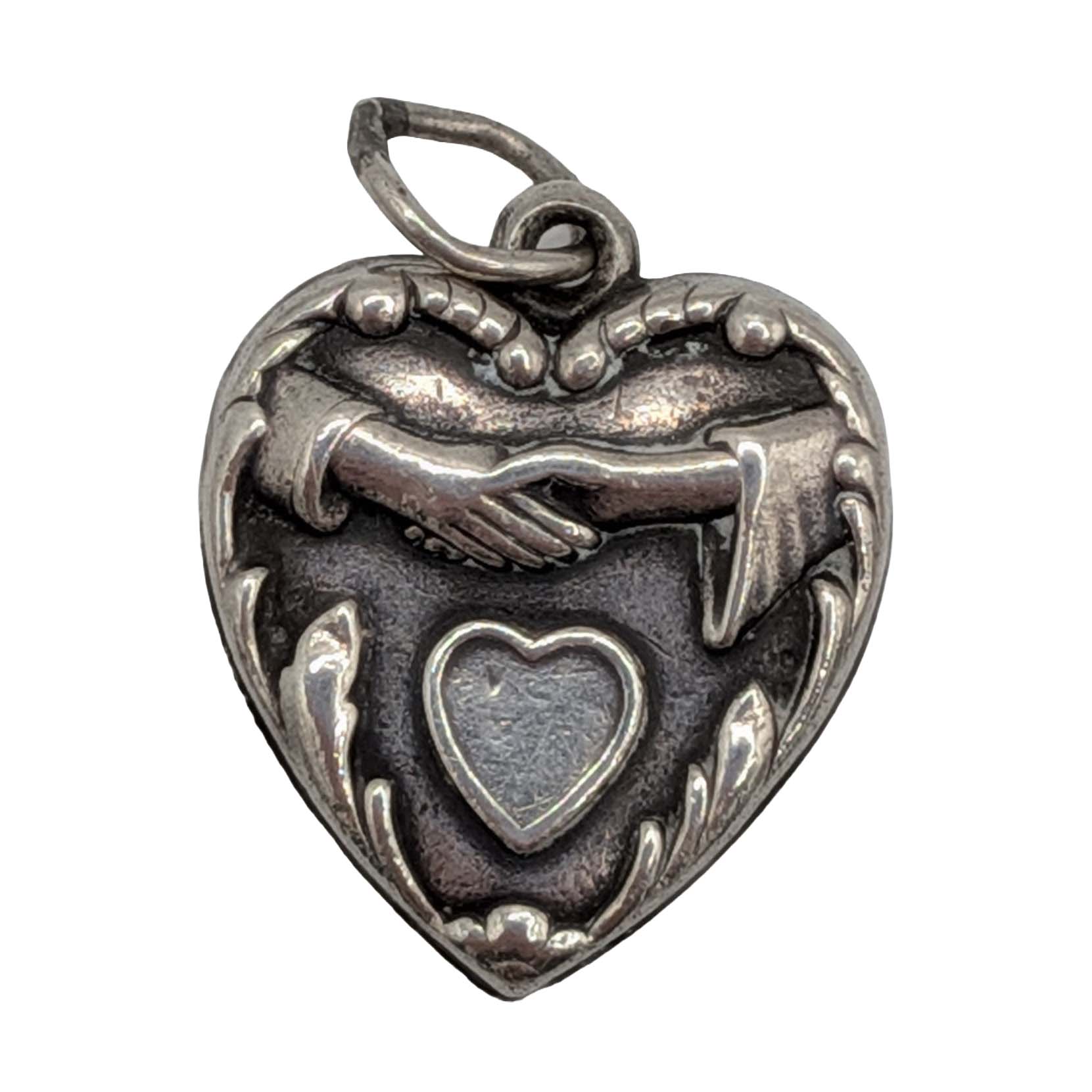Vintage Sterling Silver Friendship Puffy Heart Charm Pendant