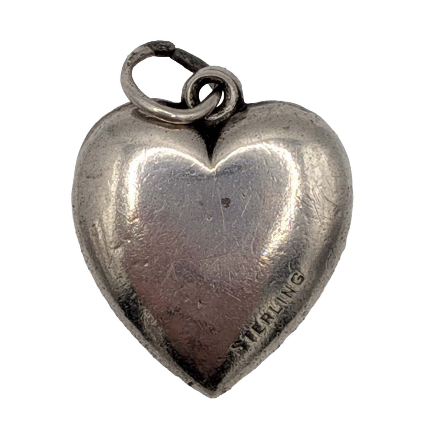Vintage Sterling Silver Friendship Puffy Heart Charm Pendant