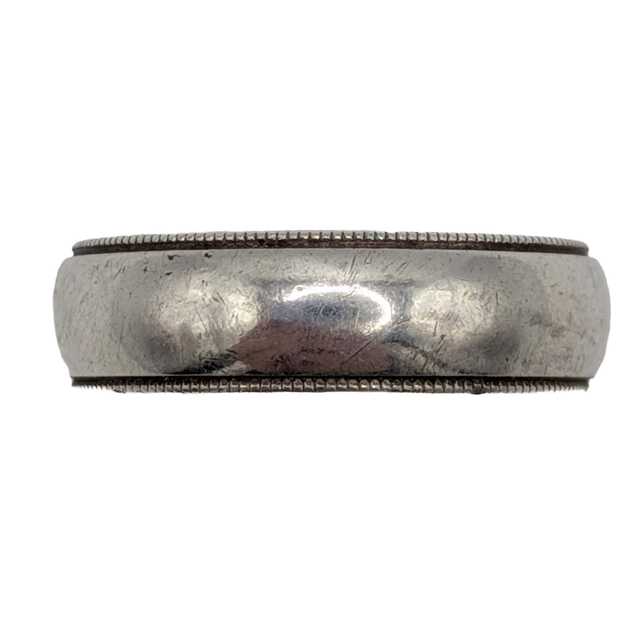 Signed Sterling Silver Milgrain Band Ring Size 8.75