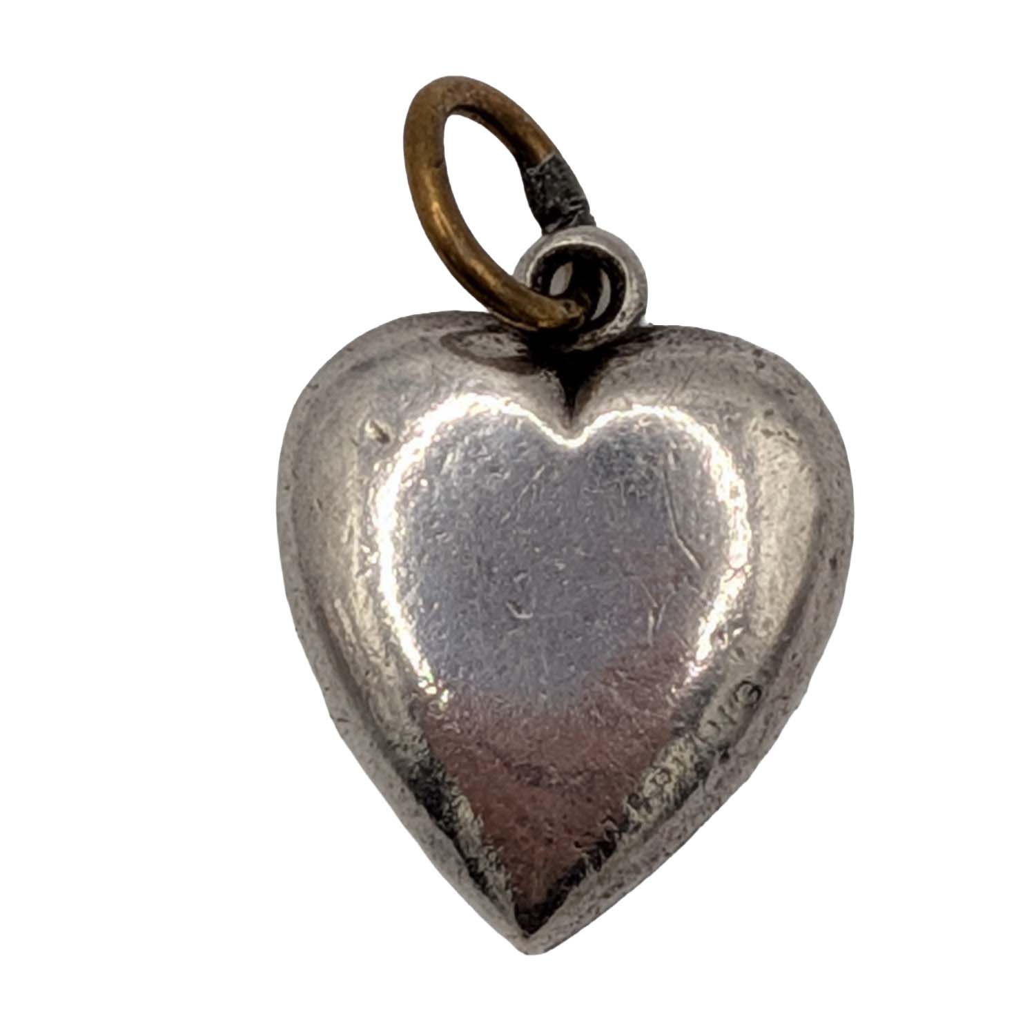 Vintage Sterling Silver Extra Love Puffy Heart Charm Pendant