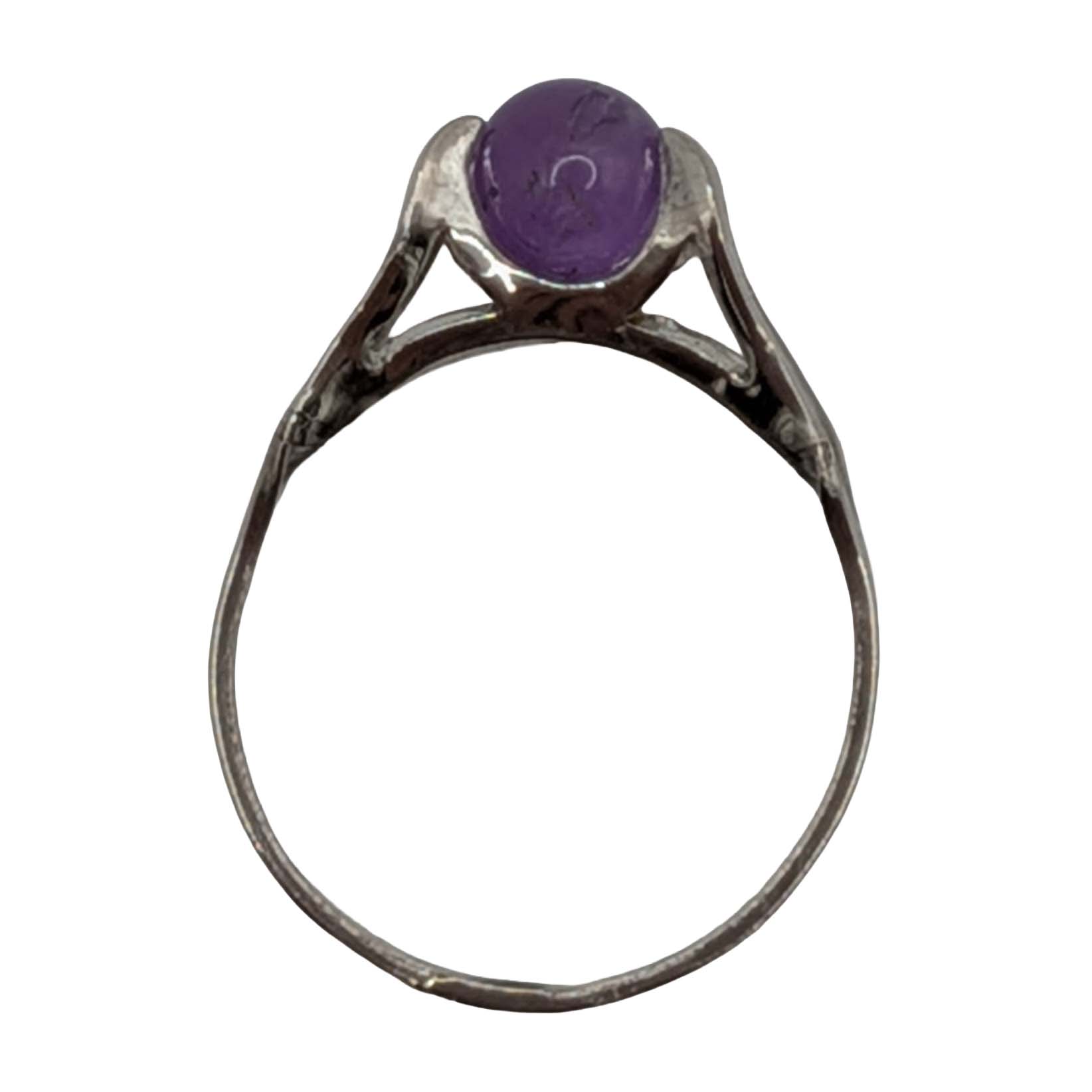 Signed Sterling Silver Amethyst Orb Ring Size 4.75