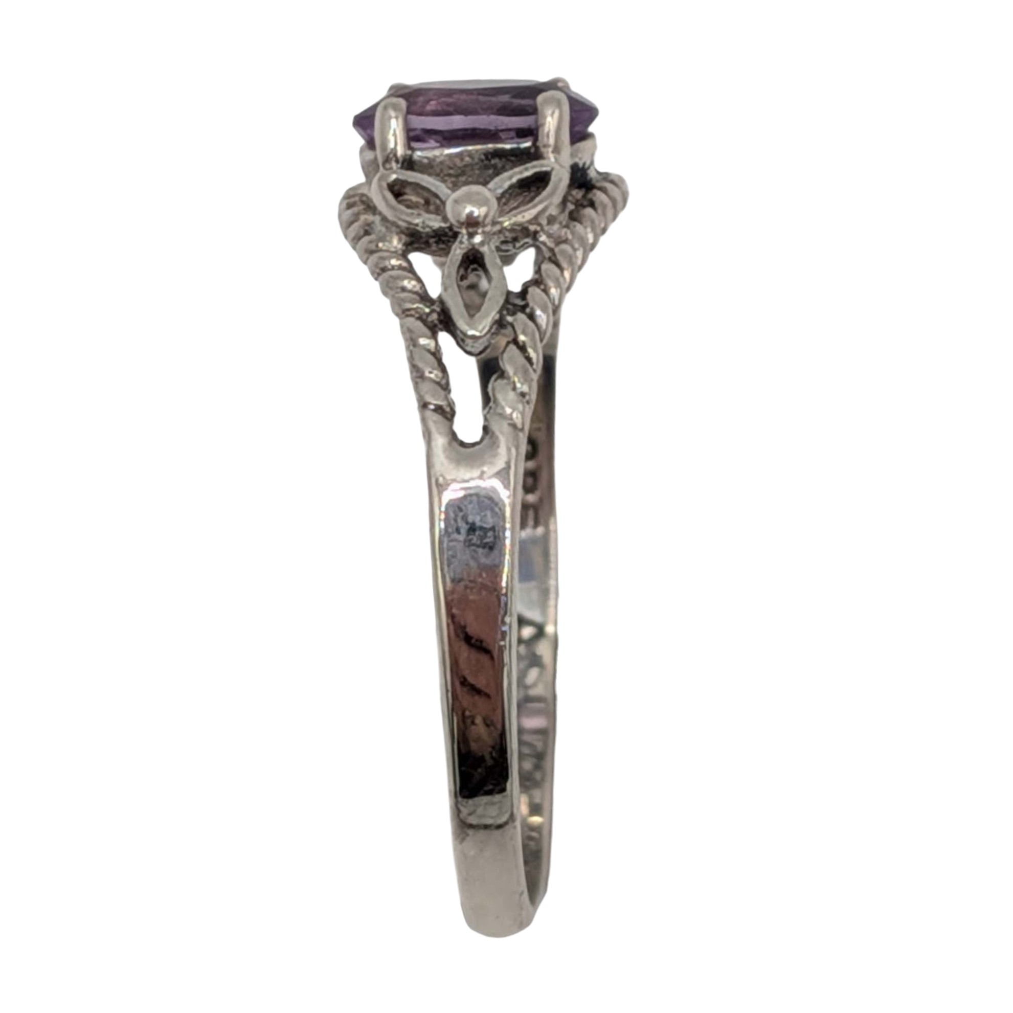 Avon Sterling Silver Amethyst Floral Ring Size 9.5