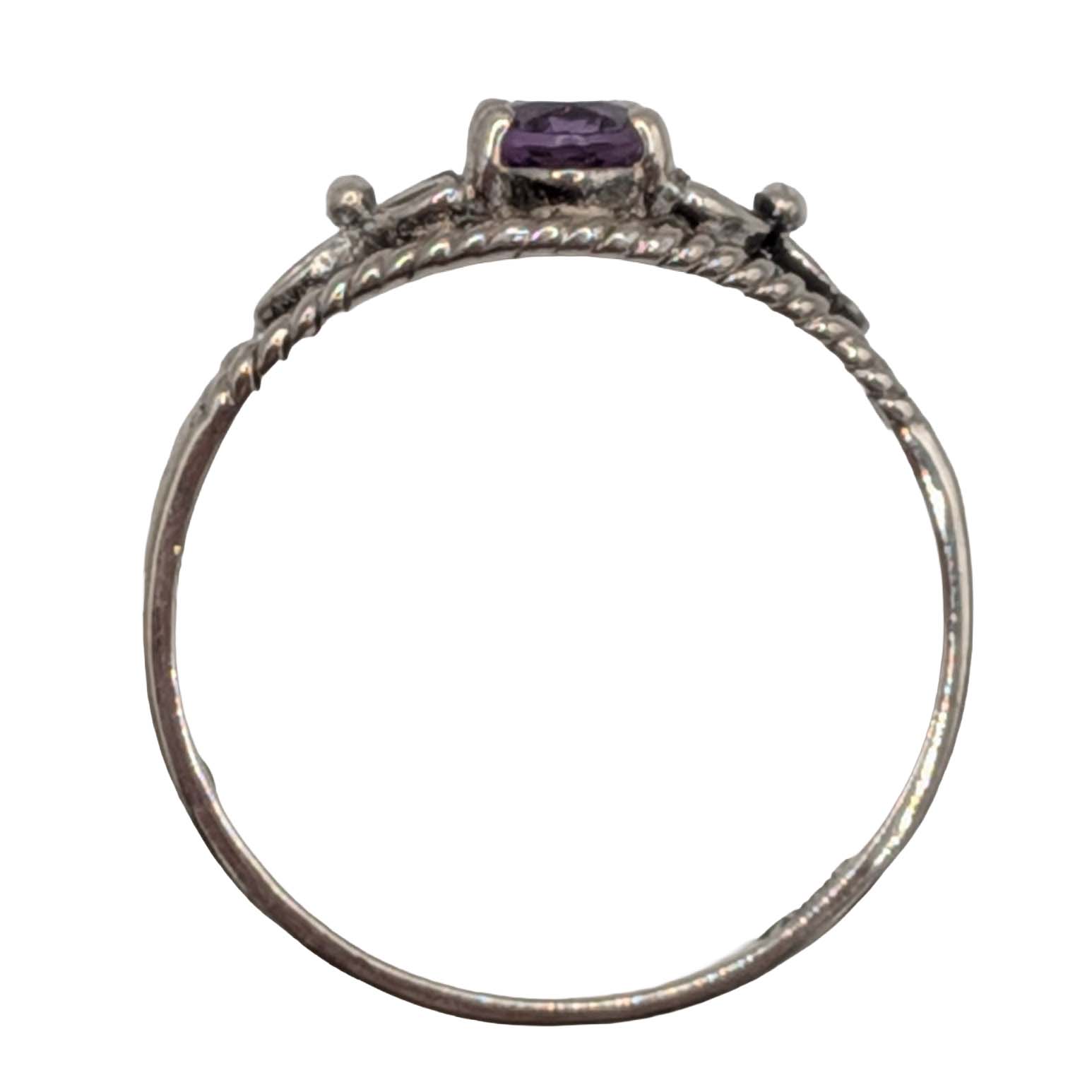 Avon Sterling Silver Amethyst Floral Ring Size 9.5