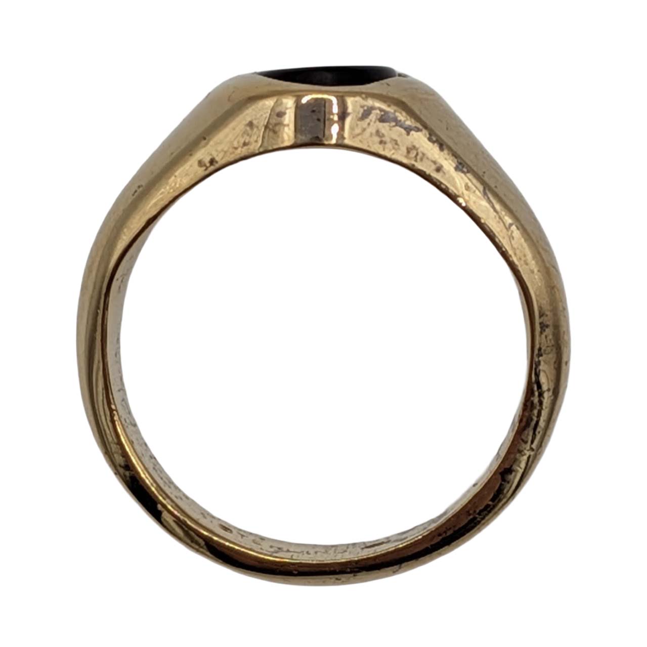 Signed Gold Over Sterling Silver, Onyx Inlay Oval Ring Size 5