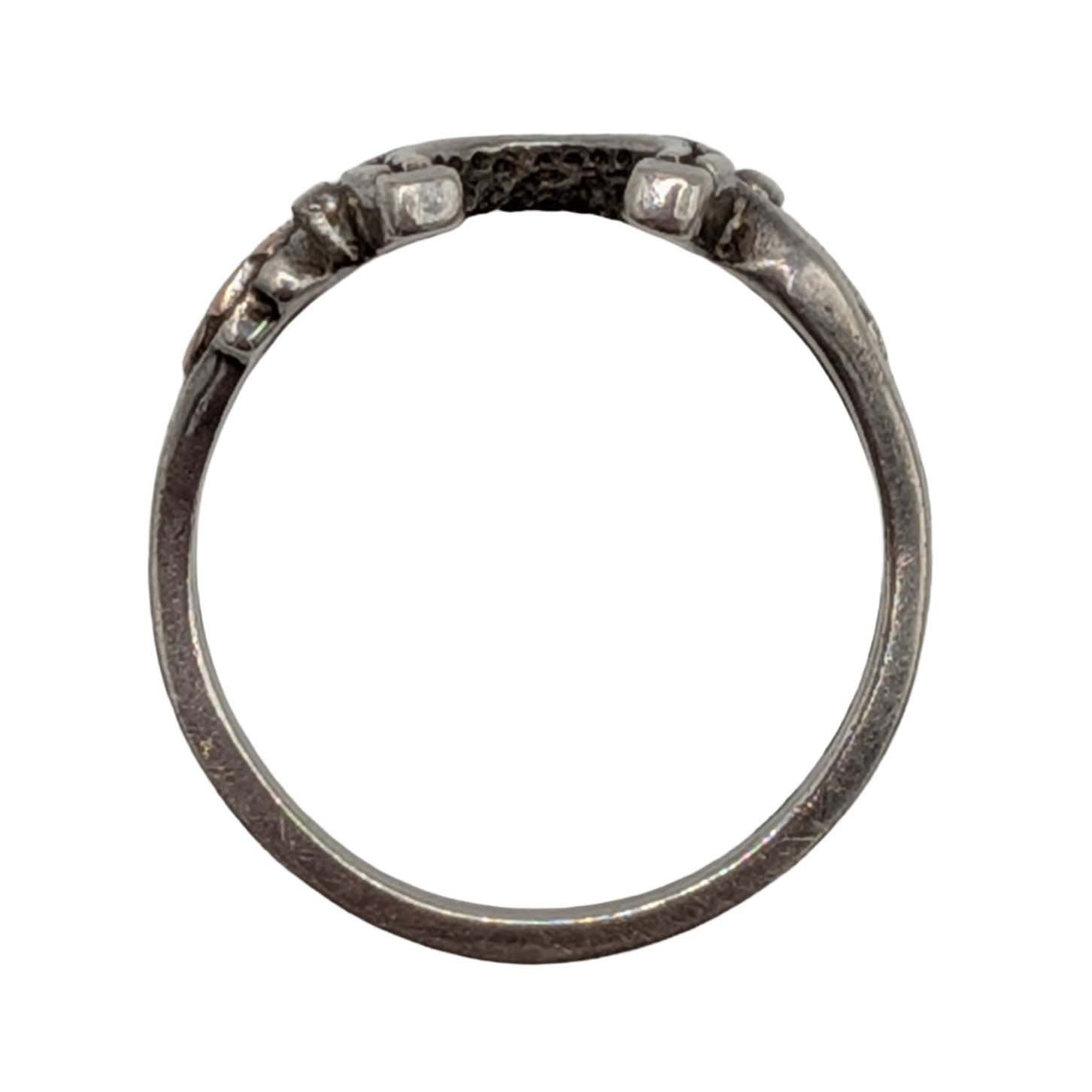 Signed 12K Gold Sterling Silver Horseshoe Ring Size 6
