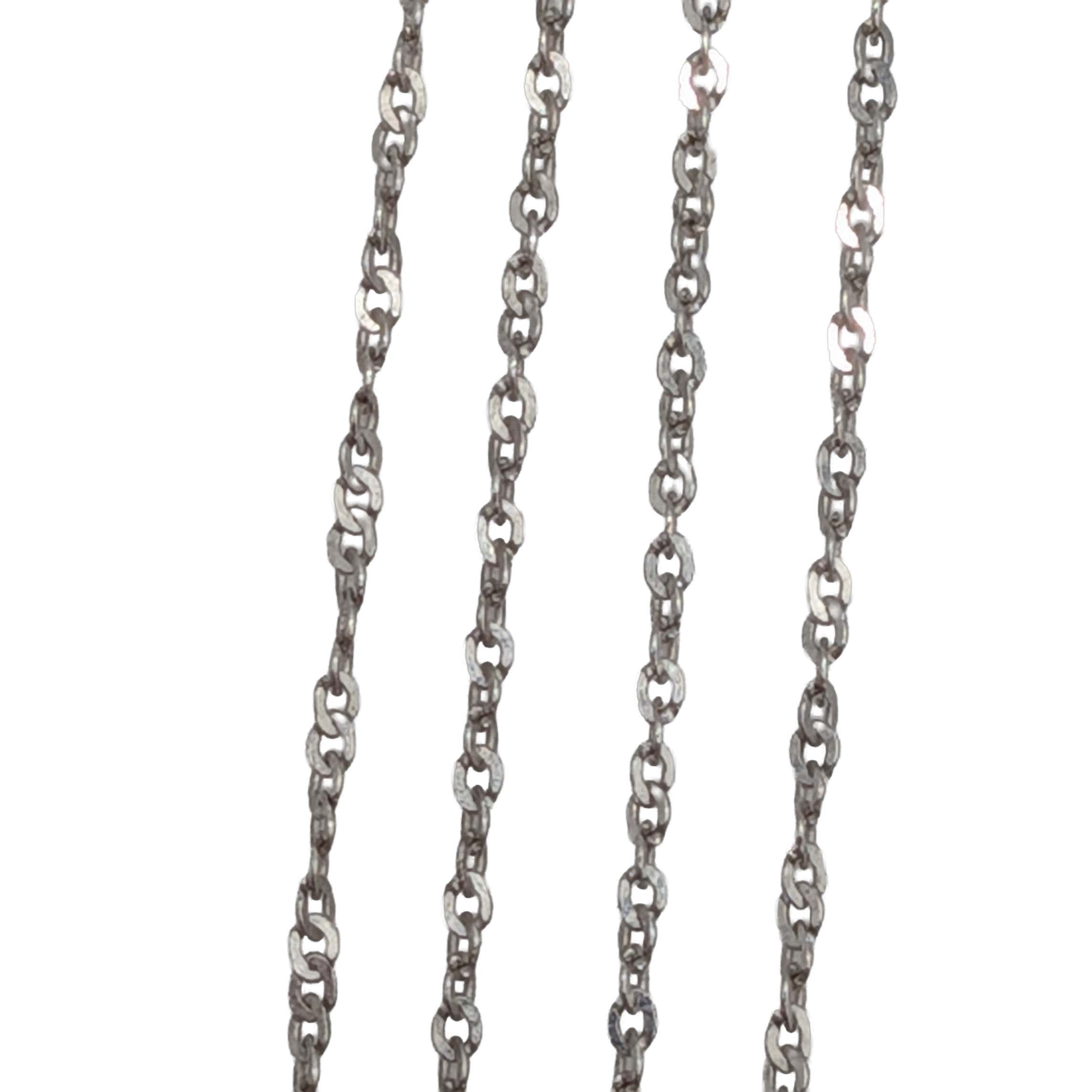 Signed Turkey 10K White Gold Cable Chain Necklace