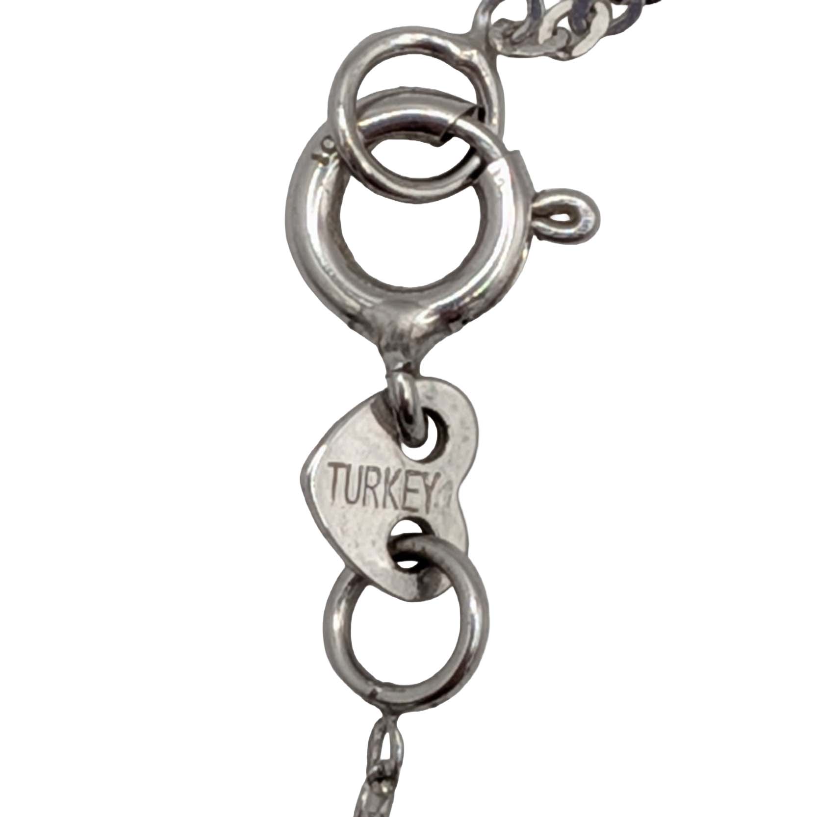 Signed Turkey 10K White Gold Cable Chain Necklace