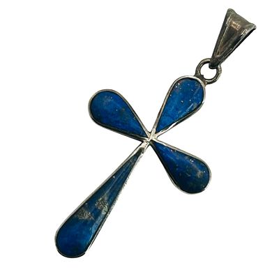 Sterling Lapis Lazuli Cross Pendant. Sterling lapis lazuli cross pendant. 2.3g