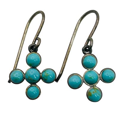 Sterling Turquoise Cross Hook Back Earrings. Sterling turquoise cross hook back earrings. 2.8g