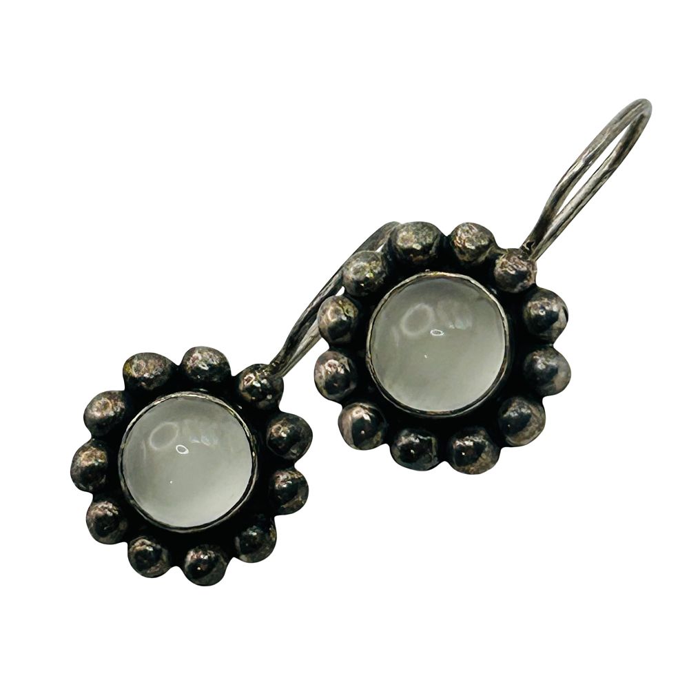 Lot 180: Sterling Moonstone Flower Earrings