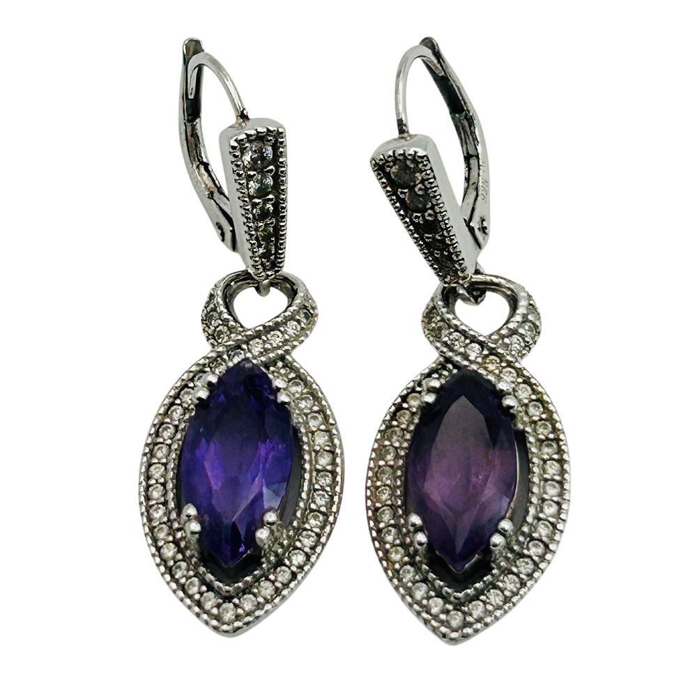 Lot 206: NVC Sterling Amethyst Infinity Earrings