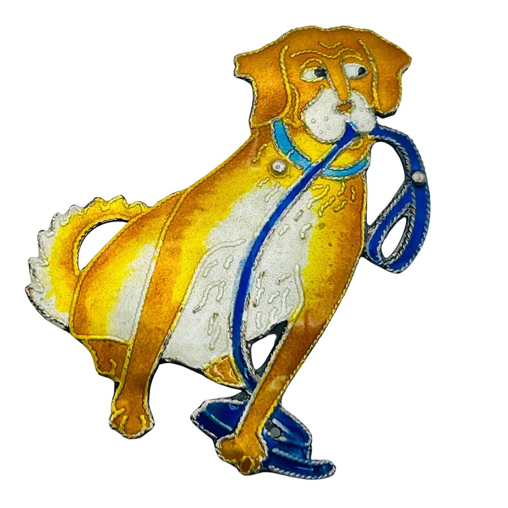 Lot 207: Sterling Enamel Dog Brooch