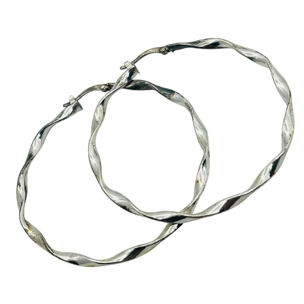 Lot 208: JCM Sterling Twisted Hoop Earrings