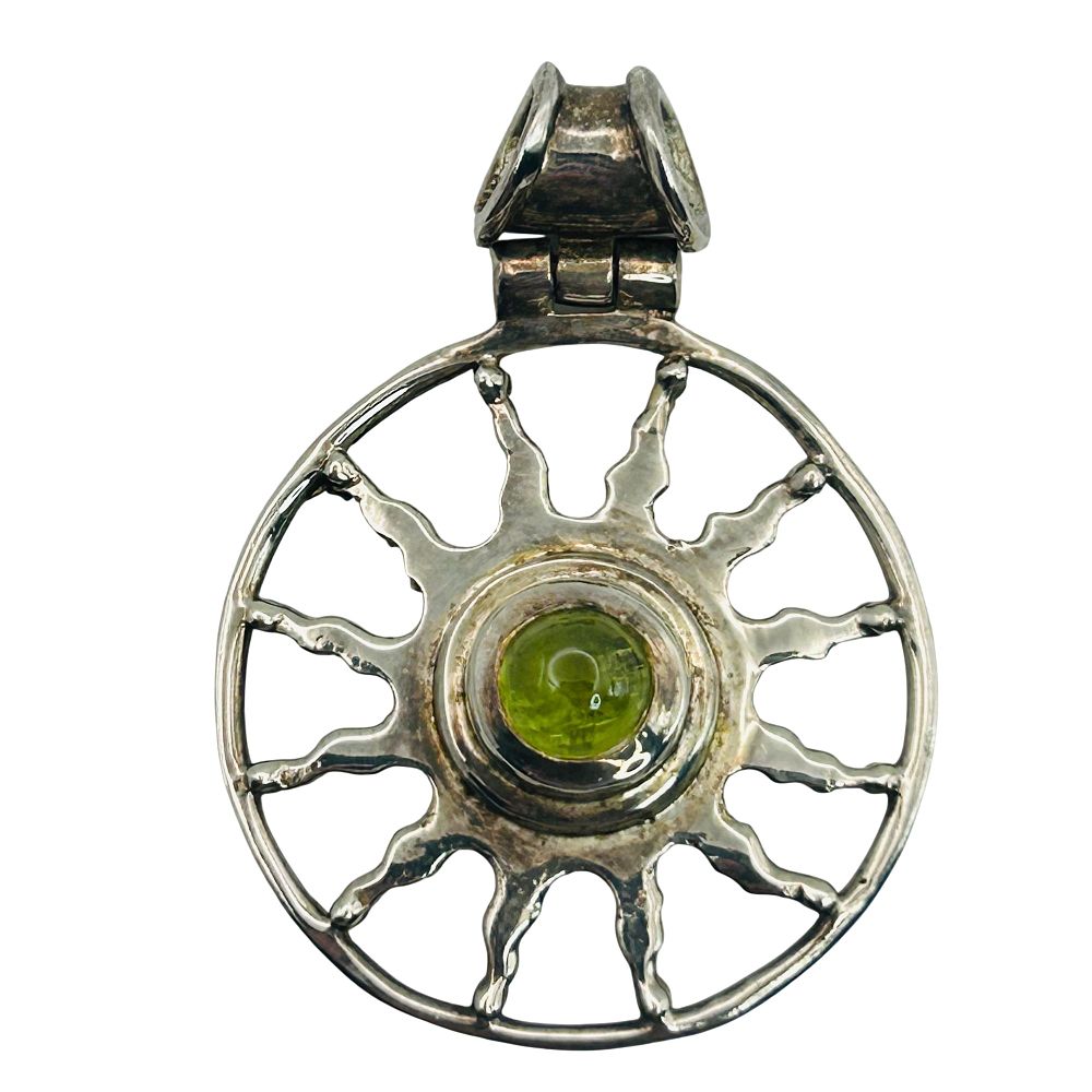 Lot 214: Sterling Peridot Sun Pendant