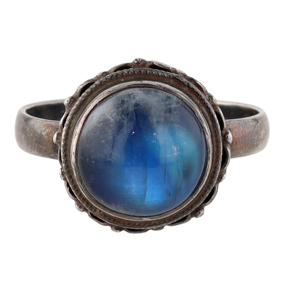 Lot 187: Sterling Glass Over Abalone Ring Sz 10, 4.1g