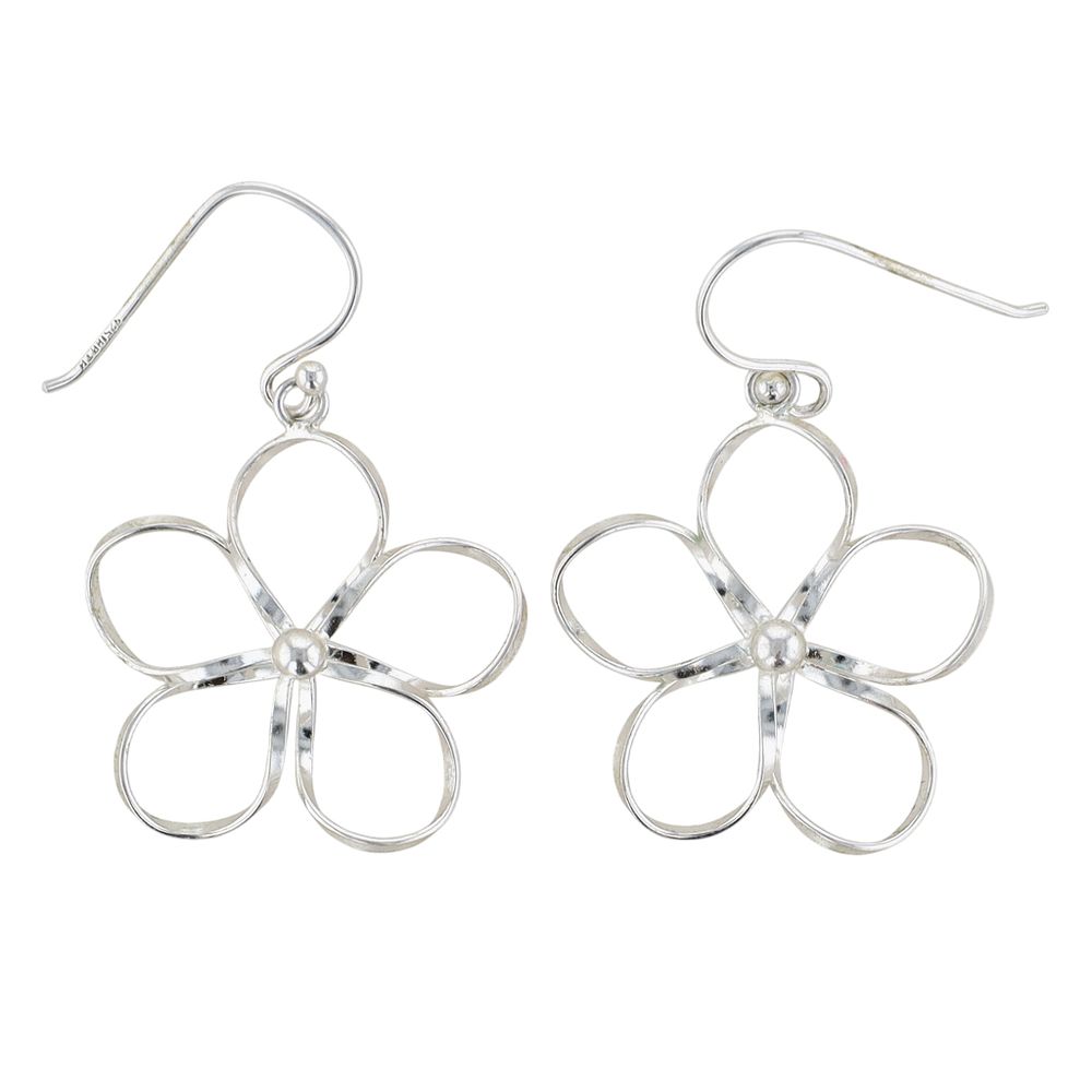 Lot 190: Signed Sterling Flower Twist Hook Earrings 2.2g