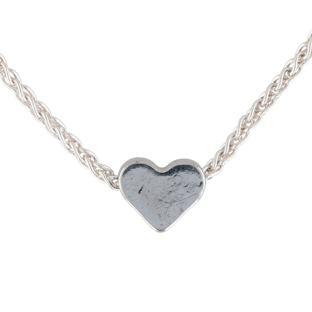 Lot 528: Signed Italy Sterling Heart Chain Necklace 4g