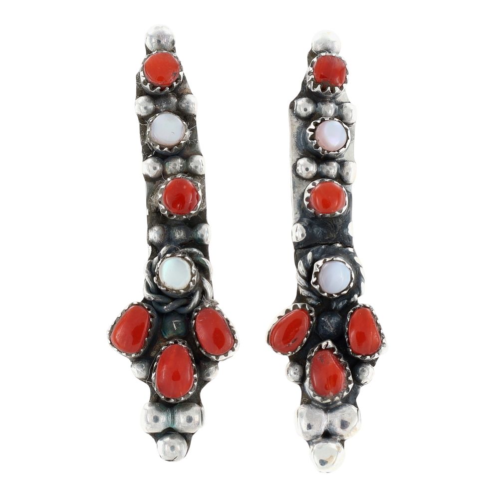 Lot 162: Lorricta Walela Zuni Sterling Multi-Stone Stud Earrings