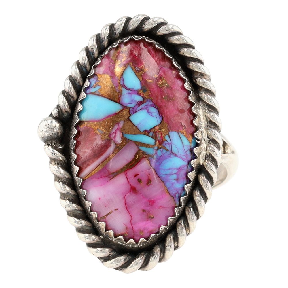 Lot 453: Signed Southwest Sterling Pink Dahlia Ring Sz 6