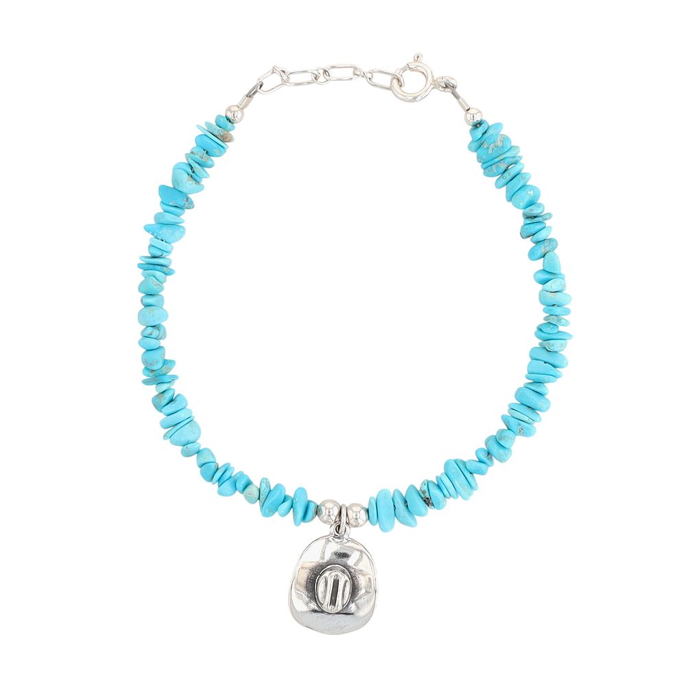 Lot 460: Sunwest Silver Sterling Turquoise Cowboy Hat Charm Bracelet