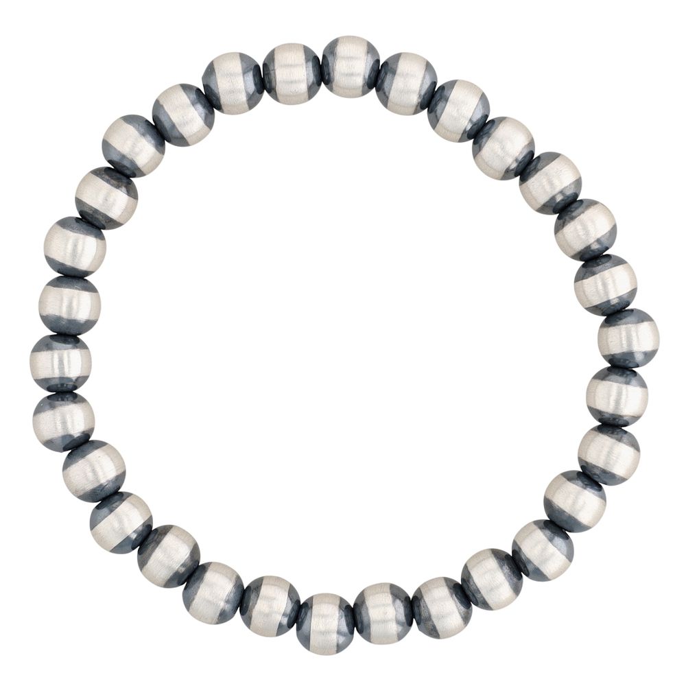 Lot 464: Southwest Sterling Oxidized Bead Stretch Bracelet