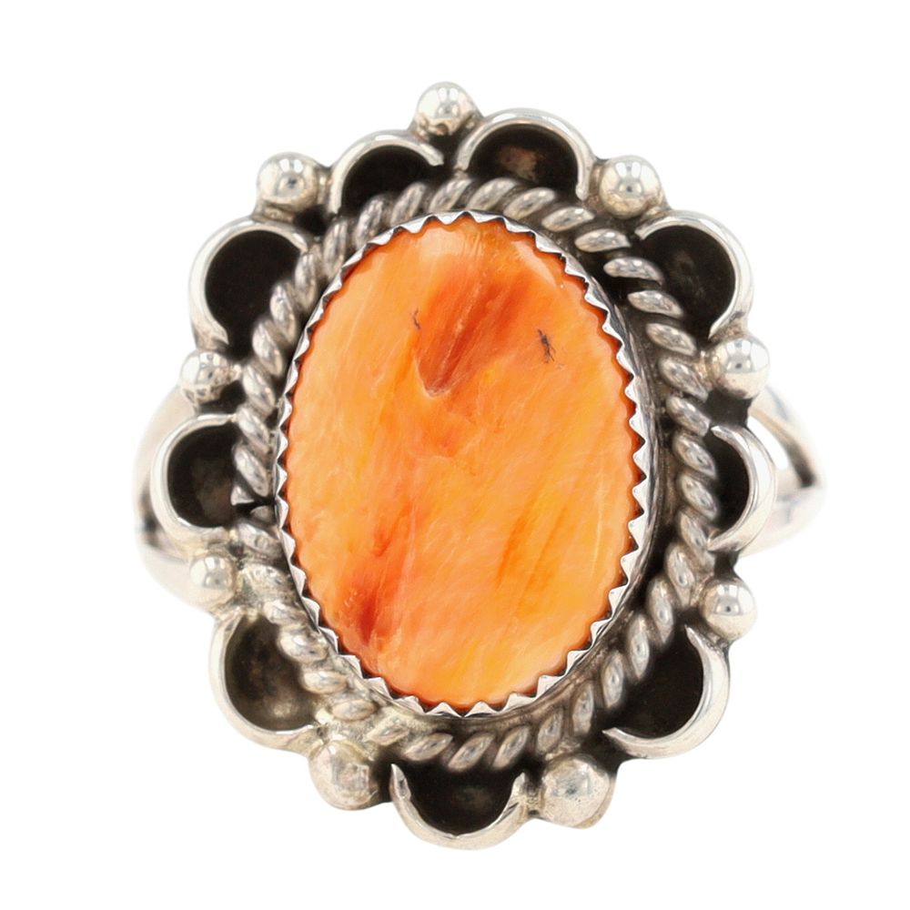 Lot 468: Navajo Sterling Spiny Oyster Ring Sz 8.5
