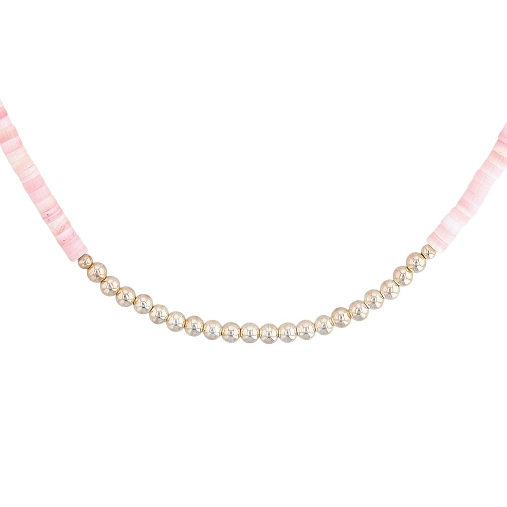 Lot 474: Southwest Sterling Pink Conch and Bead Necklace